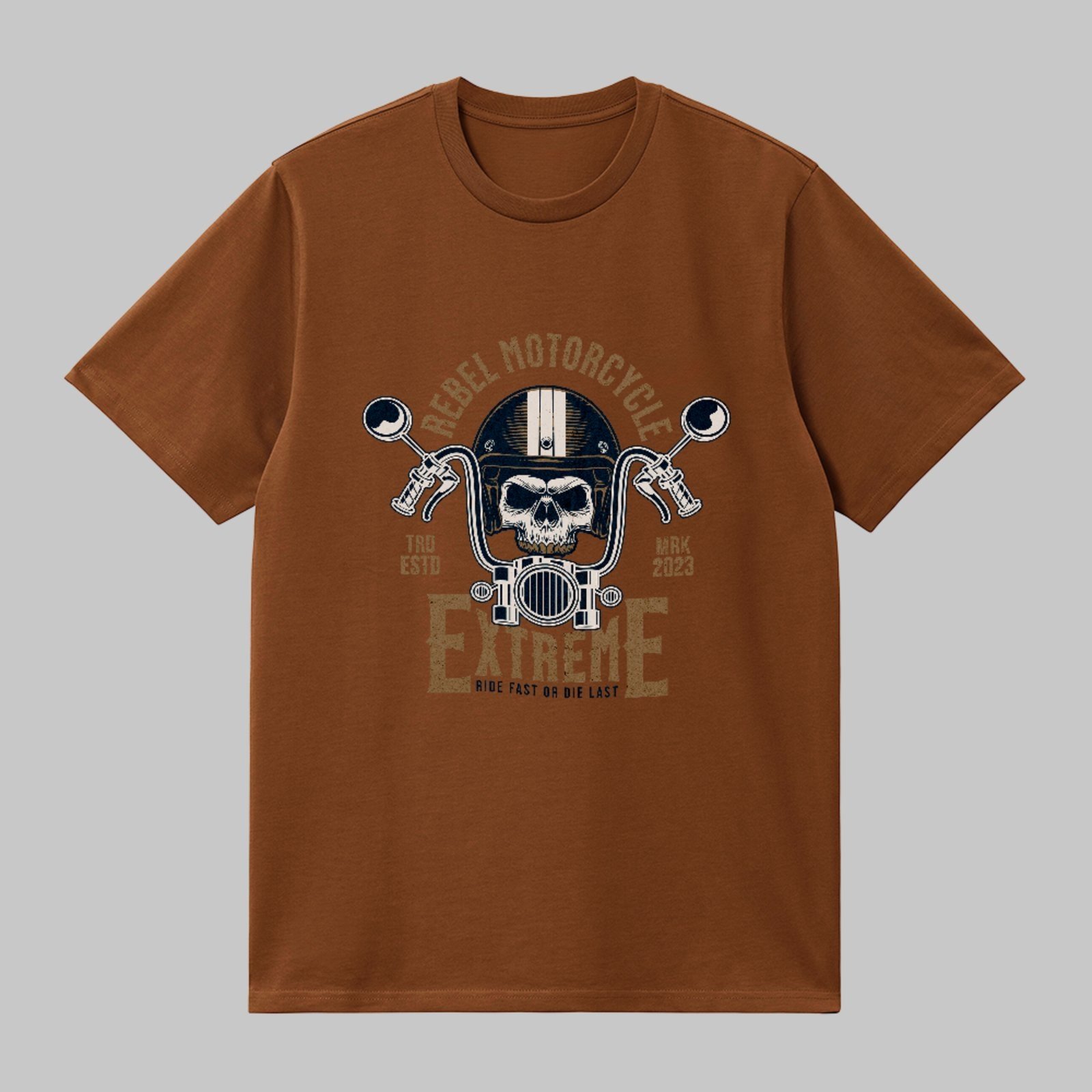 Camiseta Básica Rebel Motorcycle Extreme Unissex Marrom