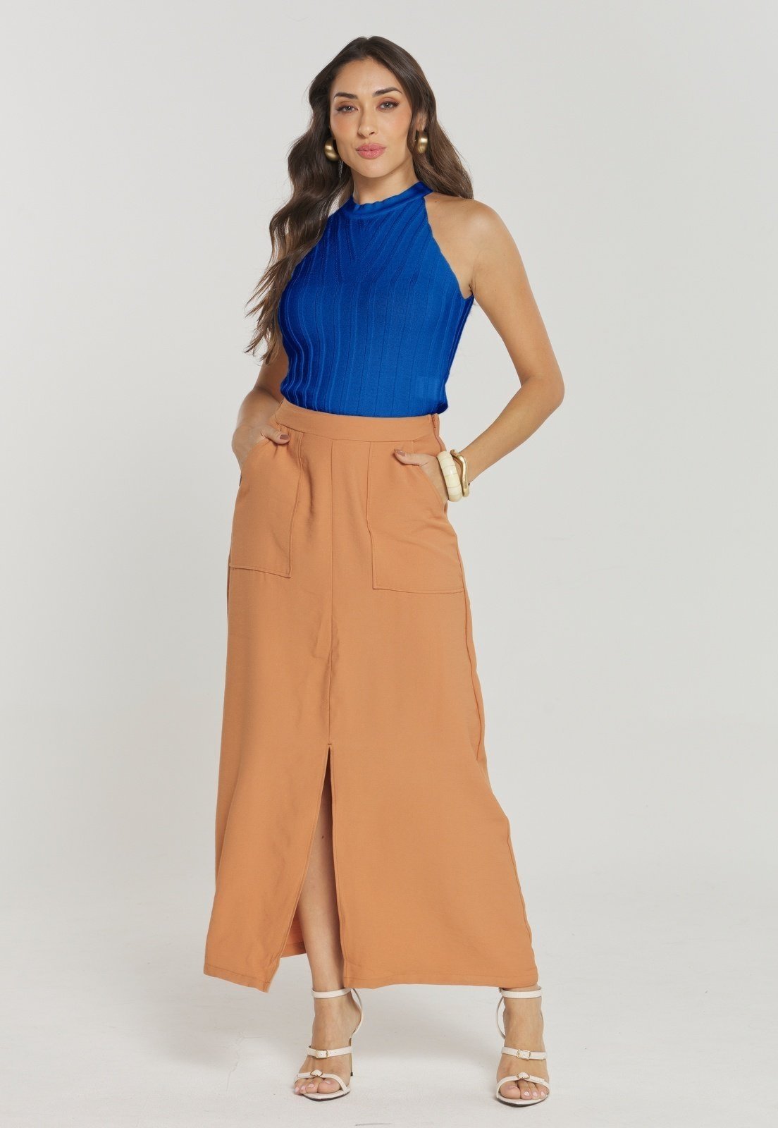 Cropped Rudély Relevos Azul