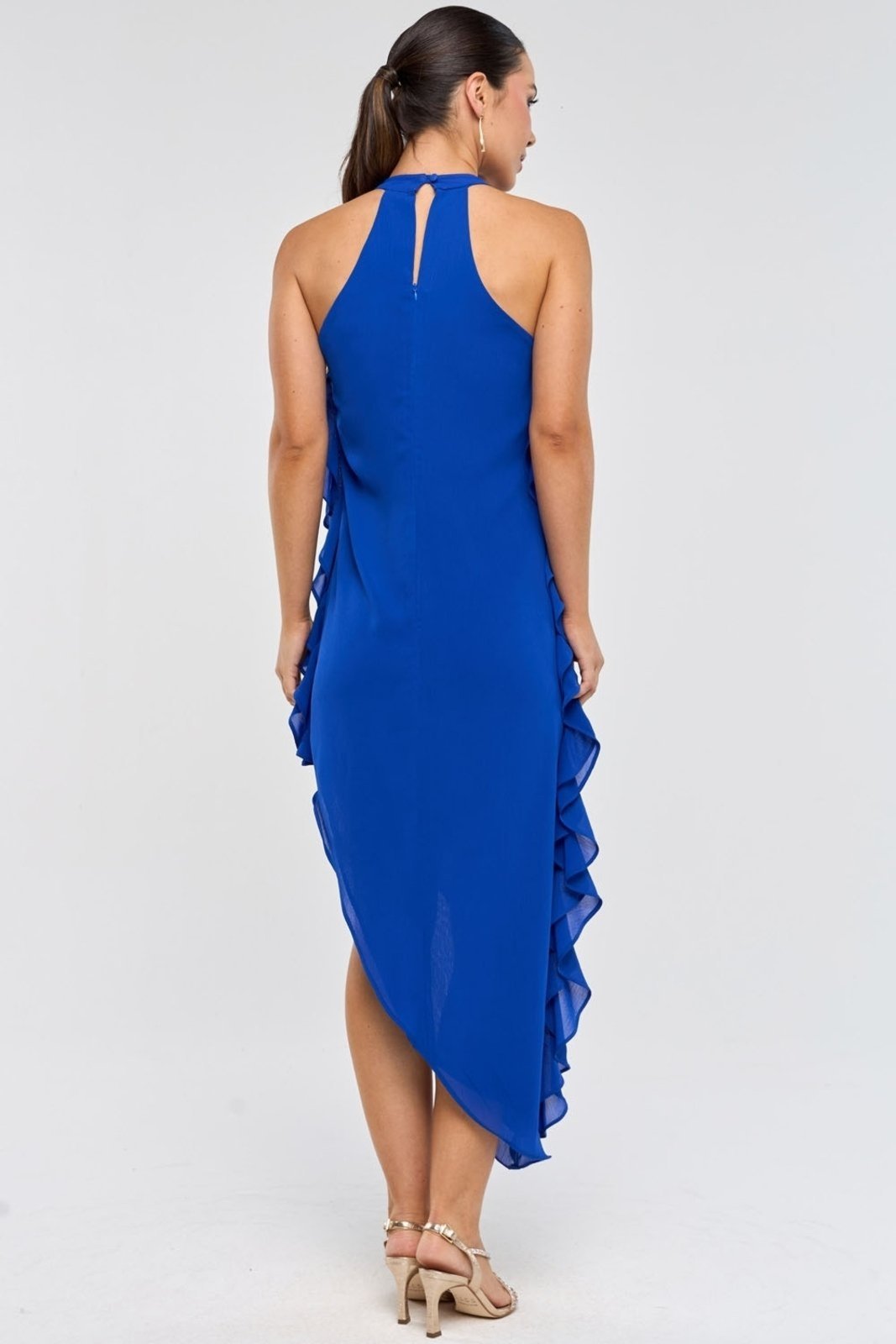 Vestido Midi PKS Frente Única Azul Royal