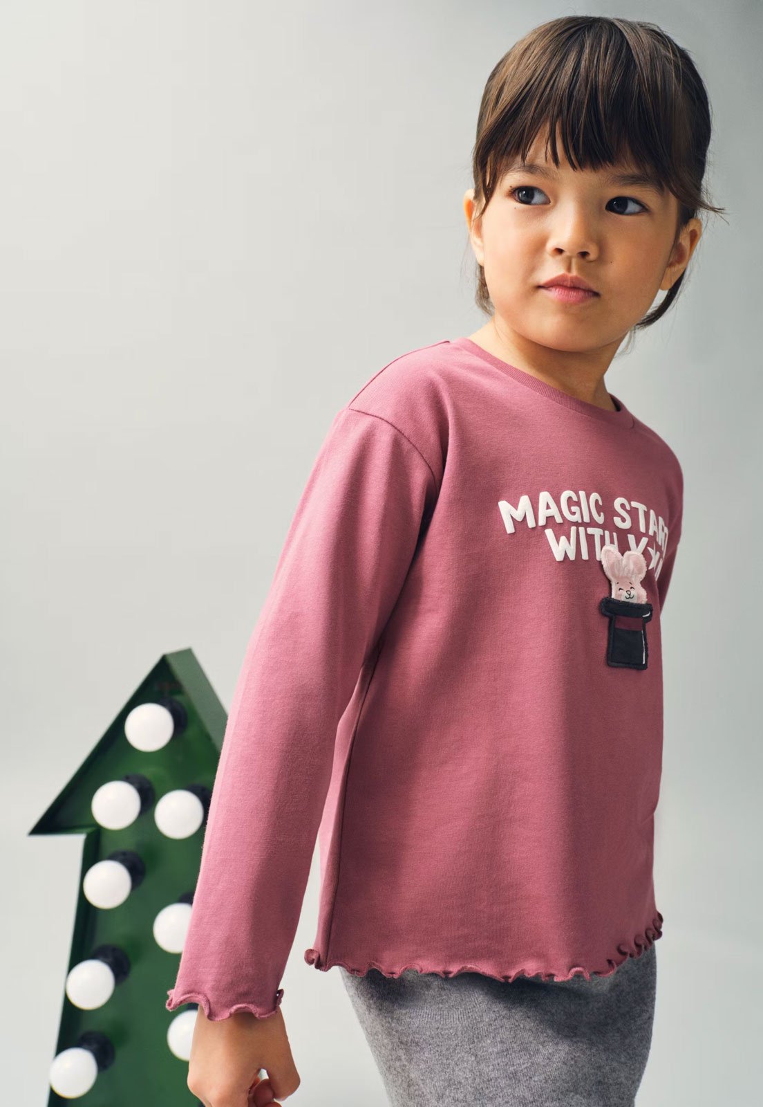 Infantil - Camiseta MANGO Estampa Frontal Rosa