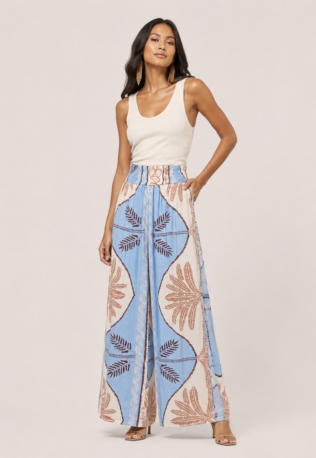 Calça Amazonia Vital Pantalona Elastic Embaú Estampa Caminhos do Arumã