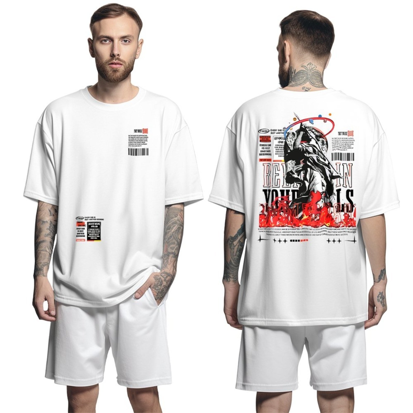 Camiseta Oversized Streetwear Genuine Grit Masculina Larga 100% Algodão 30.1 Angel – Branco – P