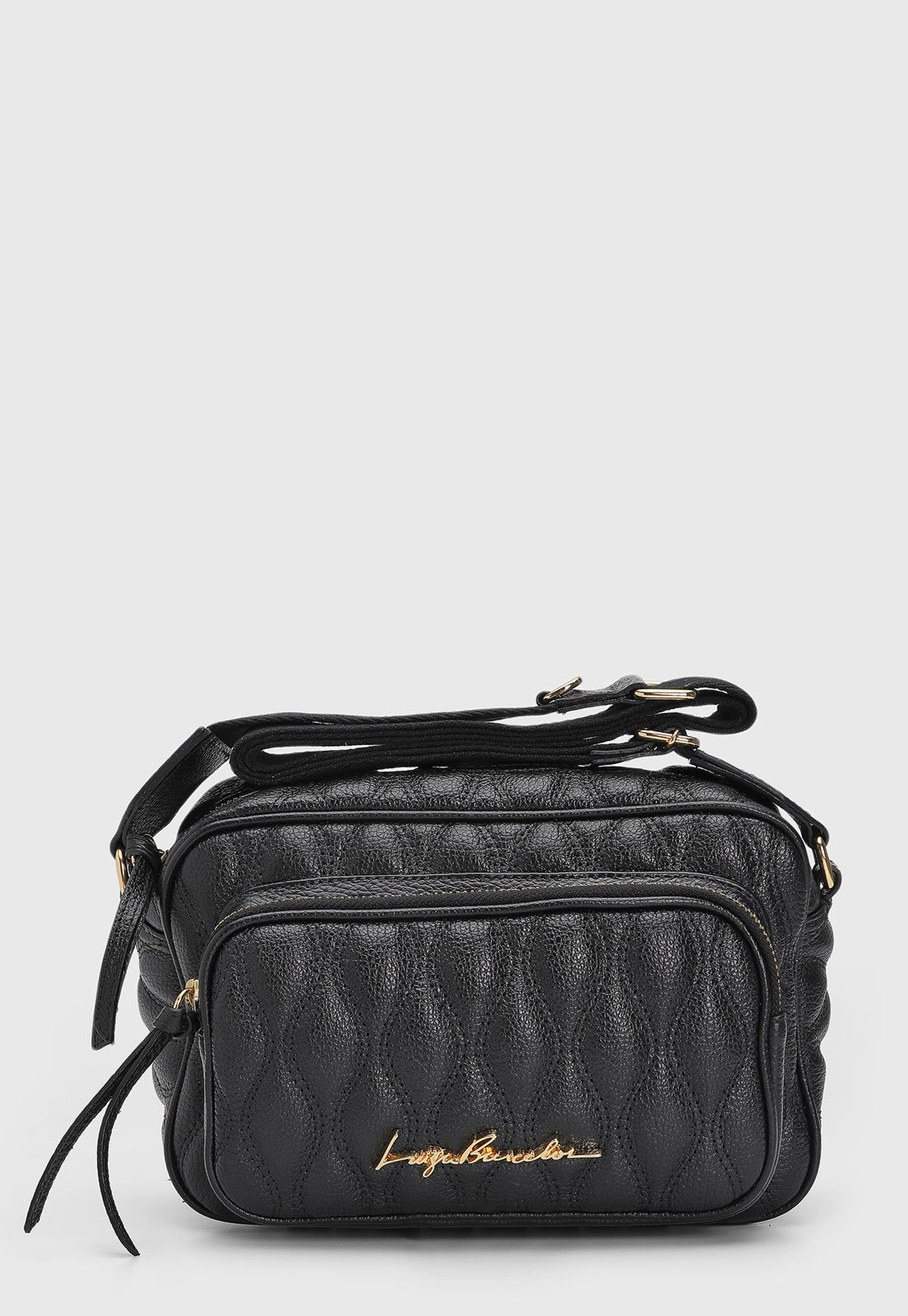 Vista 2 Bolsa Média Feminina Luiza Barcelos Matelassê Preta preto Luiza Barcelos preto