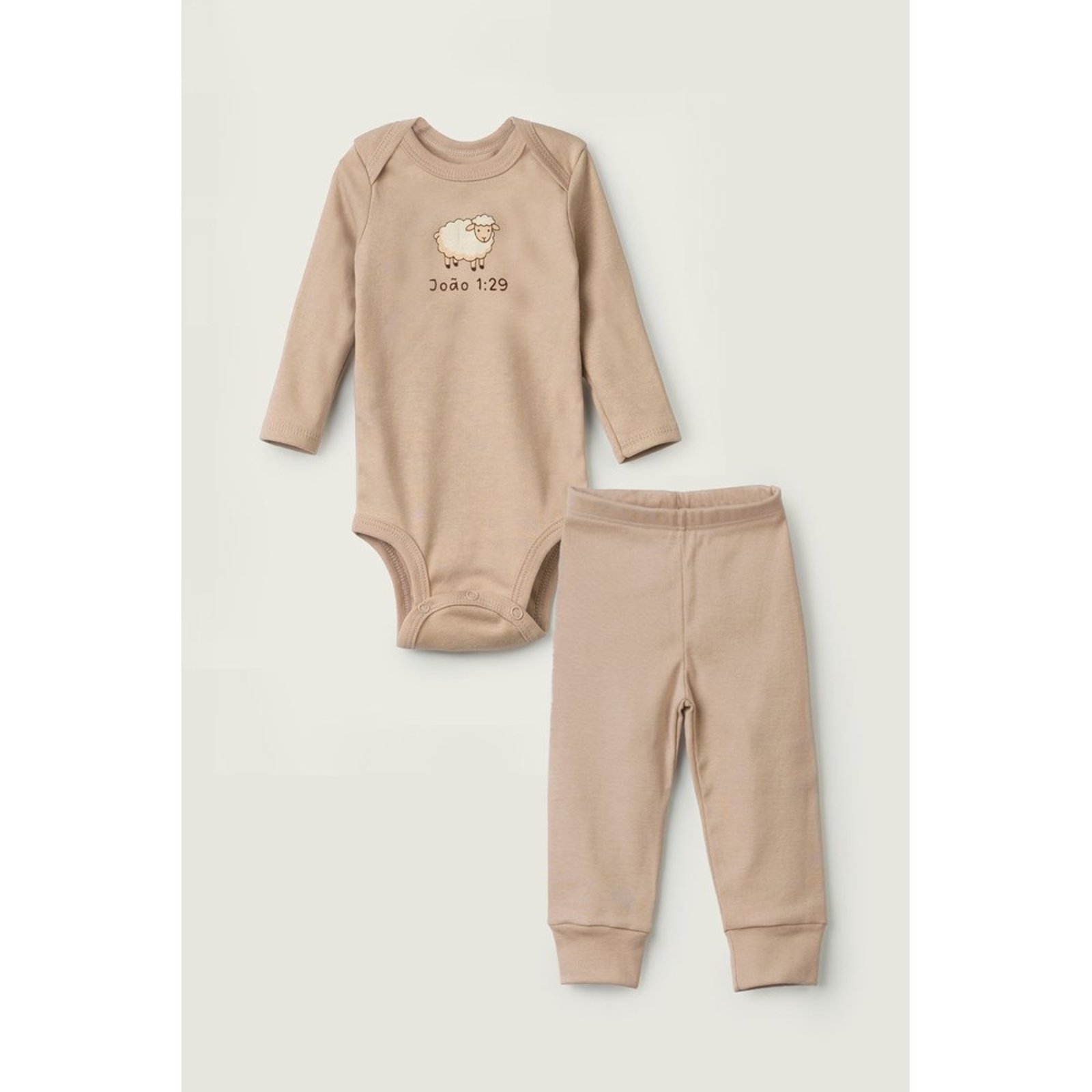 Infantil - Conjunto Body Longo e Calça do Papai Areia Cordeiro