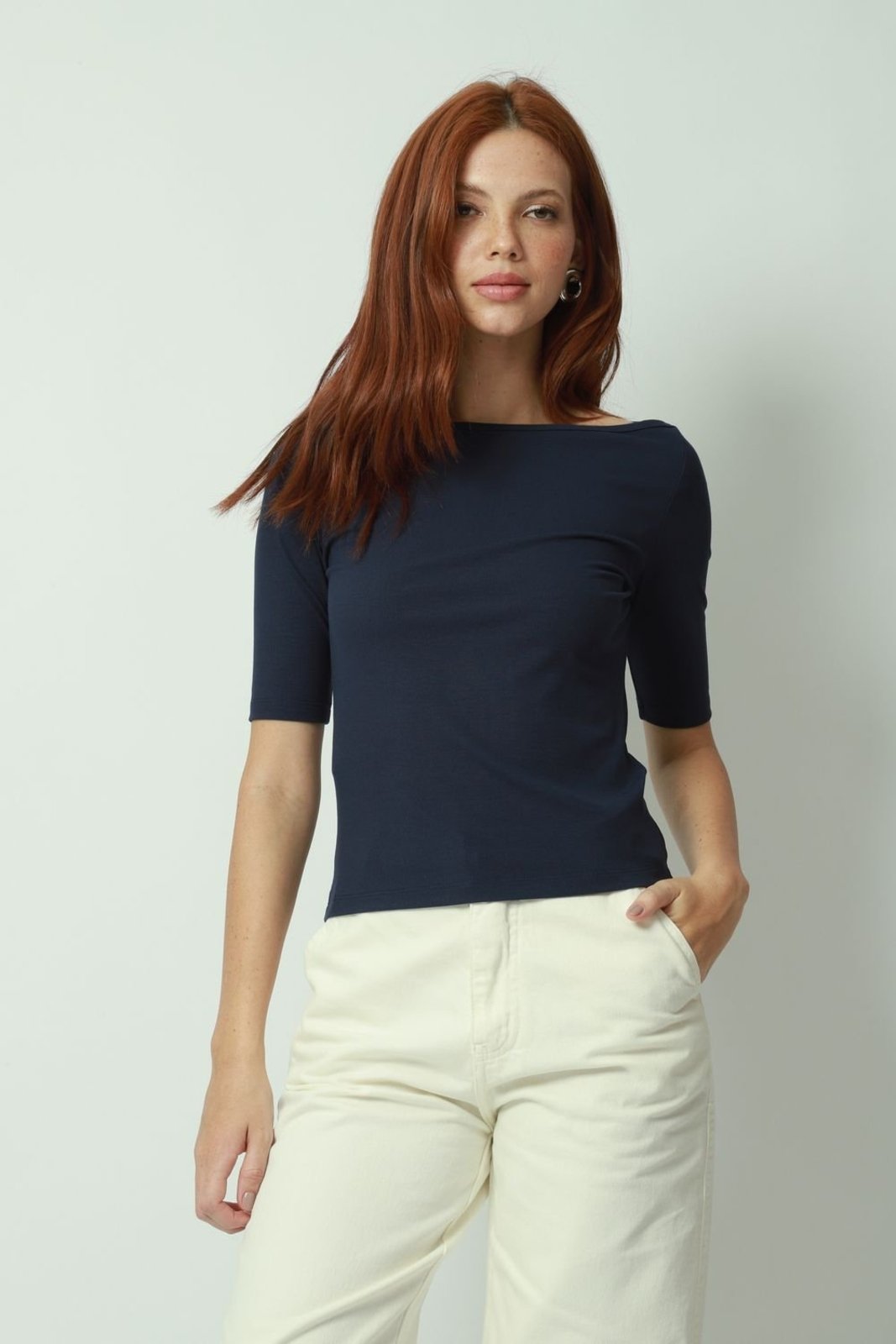 Blusa Manga 3/4 Azul Marinho GG Gazzy