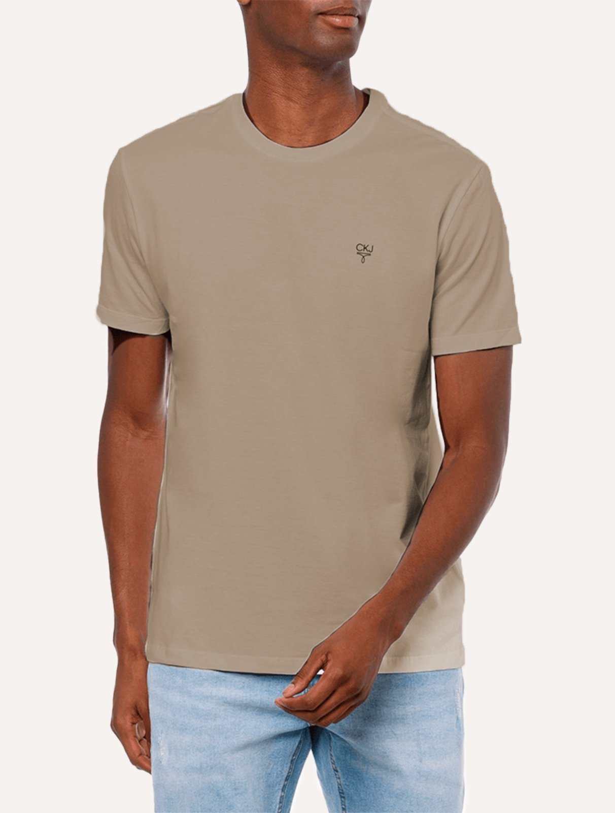 Camiseta Calvin Klein Jeans Masculina Dark Omega Logo Caqui Médio
