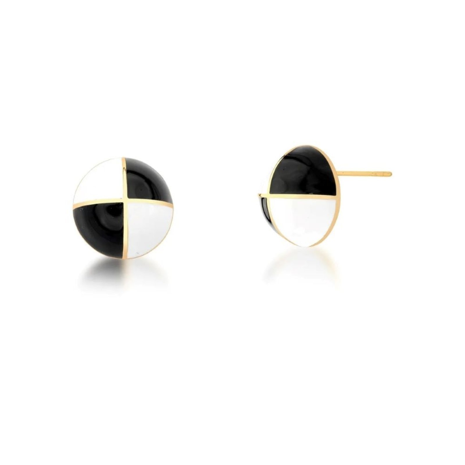 Infantil – Brinco Esfera Esmaltado Xadrez Semijoia Banhado a Ouro 18K Ania Store