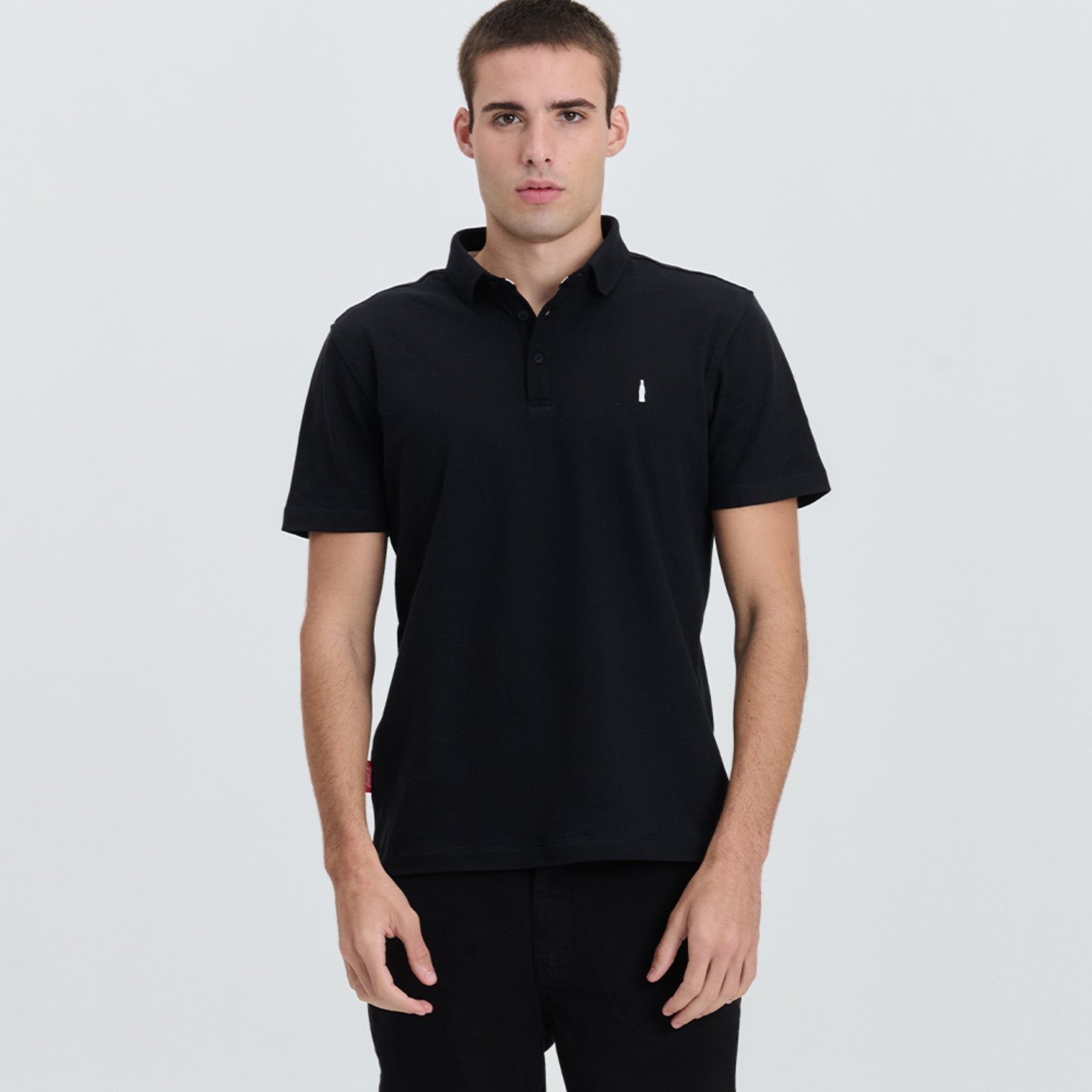 Camiseta Gola Polo Masculina Bottle Coca-Cola Jeans Preto Deep