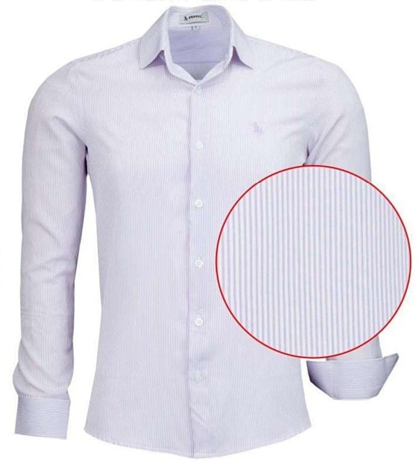 Camisa Social Amil Slim Lisrada Loan Poliéster com Elastano Macia Fácil de Passar M/Longa Luxo Lilás