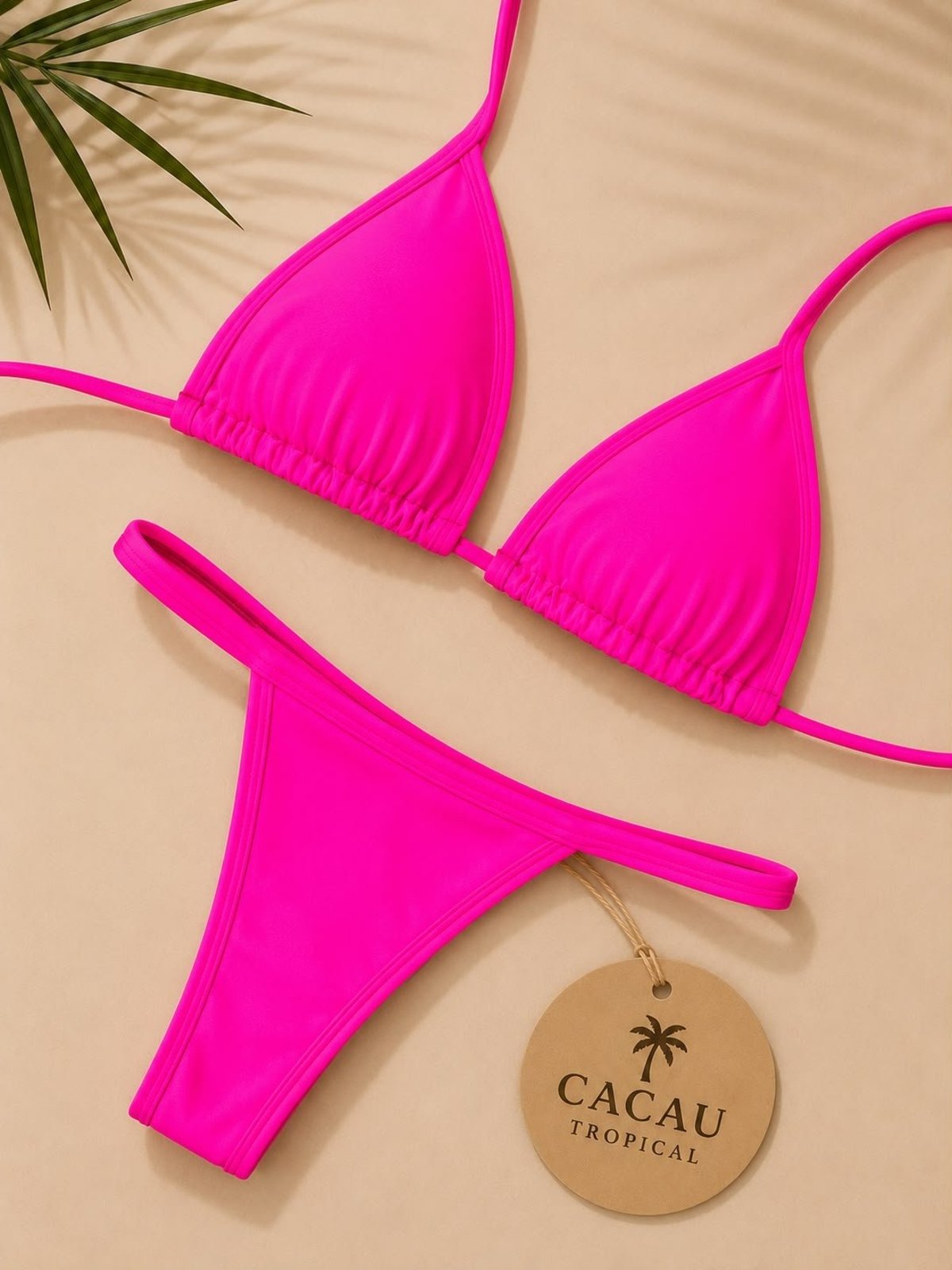 Biquíni Rosa Pink Feminino Cortininha Ajustável - Perfeito para Bronzeamento Verão Praia