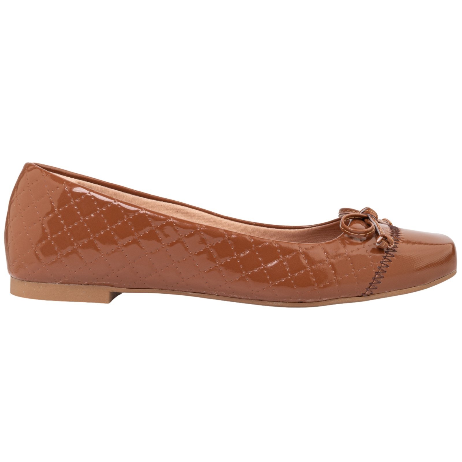 Vista 2 Sapatilha Feminina Bico Quadrado Bailarina Loafer Confortável Via Angel 79.01 caramelo VIA ANGEL caramelo