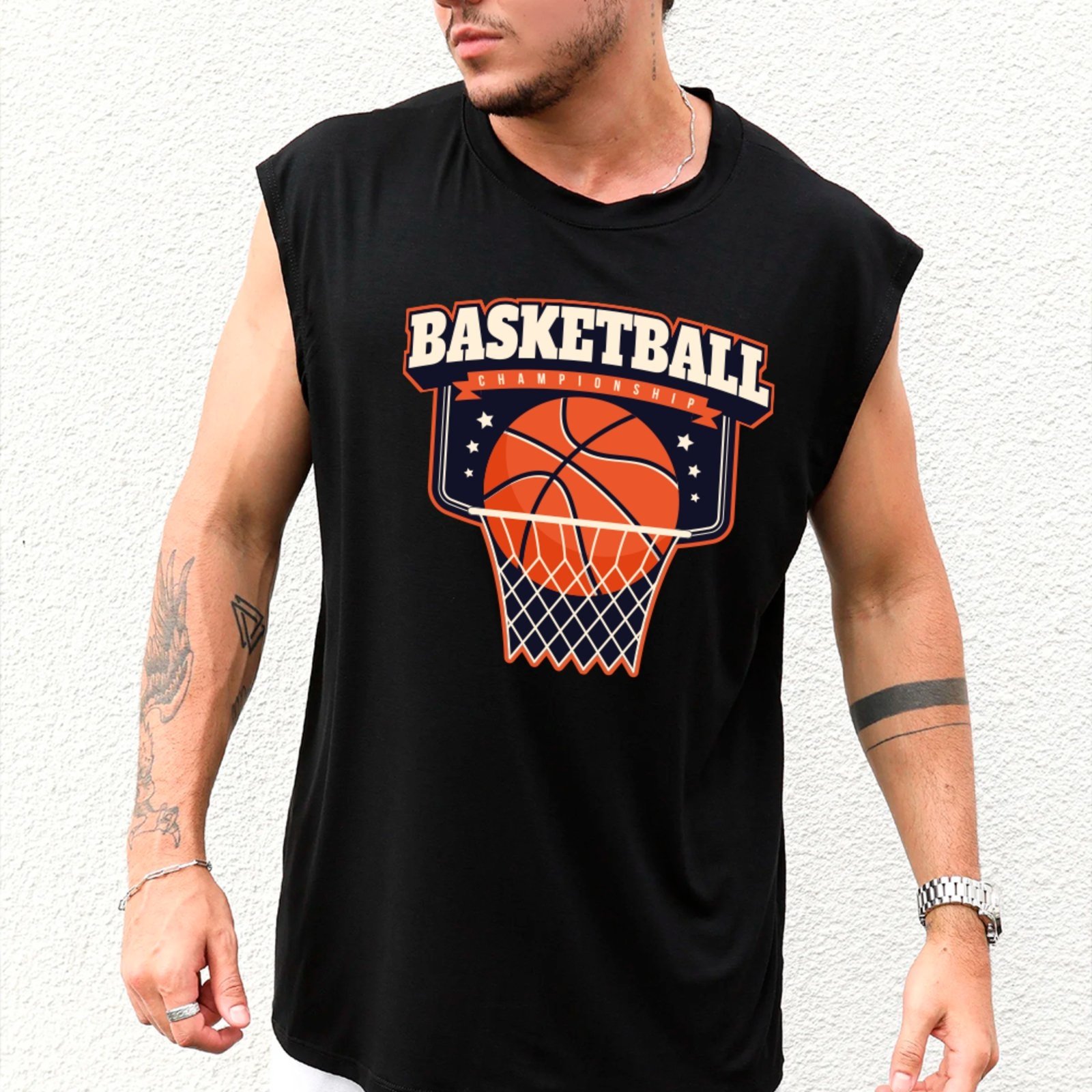 Camiseta Regata Machão Ousy Basketball Championship Oversized Masculina Preto