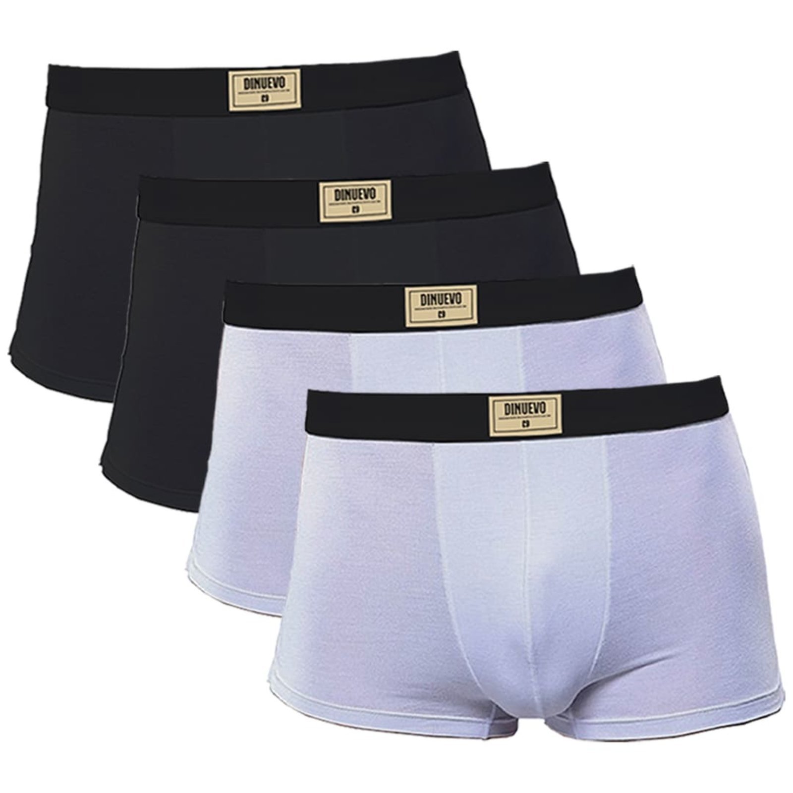 Kit 4 Cuecas Boxer Di Nuevo Algodão Premium Branca e Preta