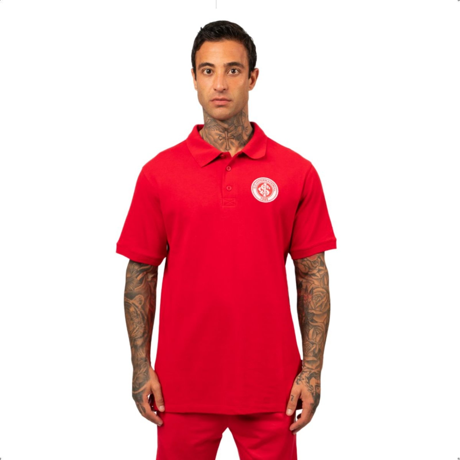 Camiseta Masculina Polo Internacional Oficial Piquet Classic Algodão Surf Center Vermelho