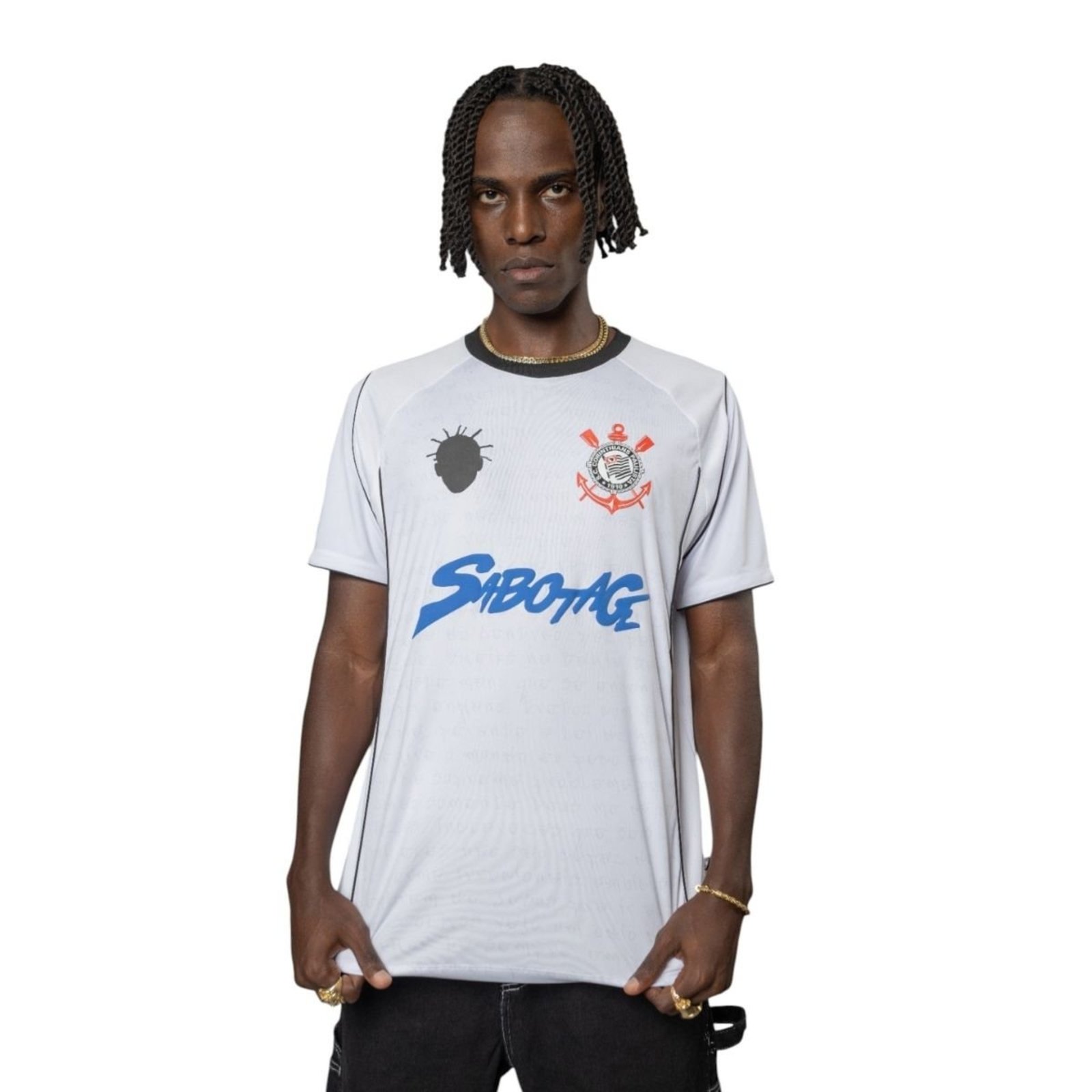 Camiseta Esportiva Masculina Corinthians x Sabotage Branco