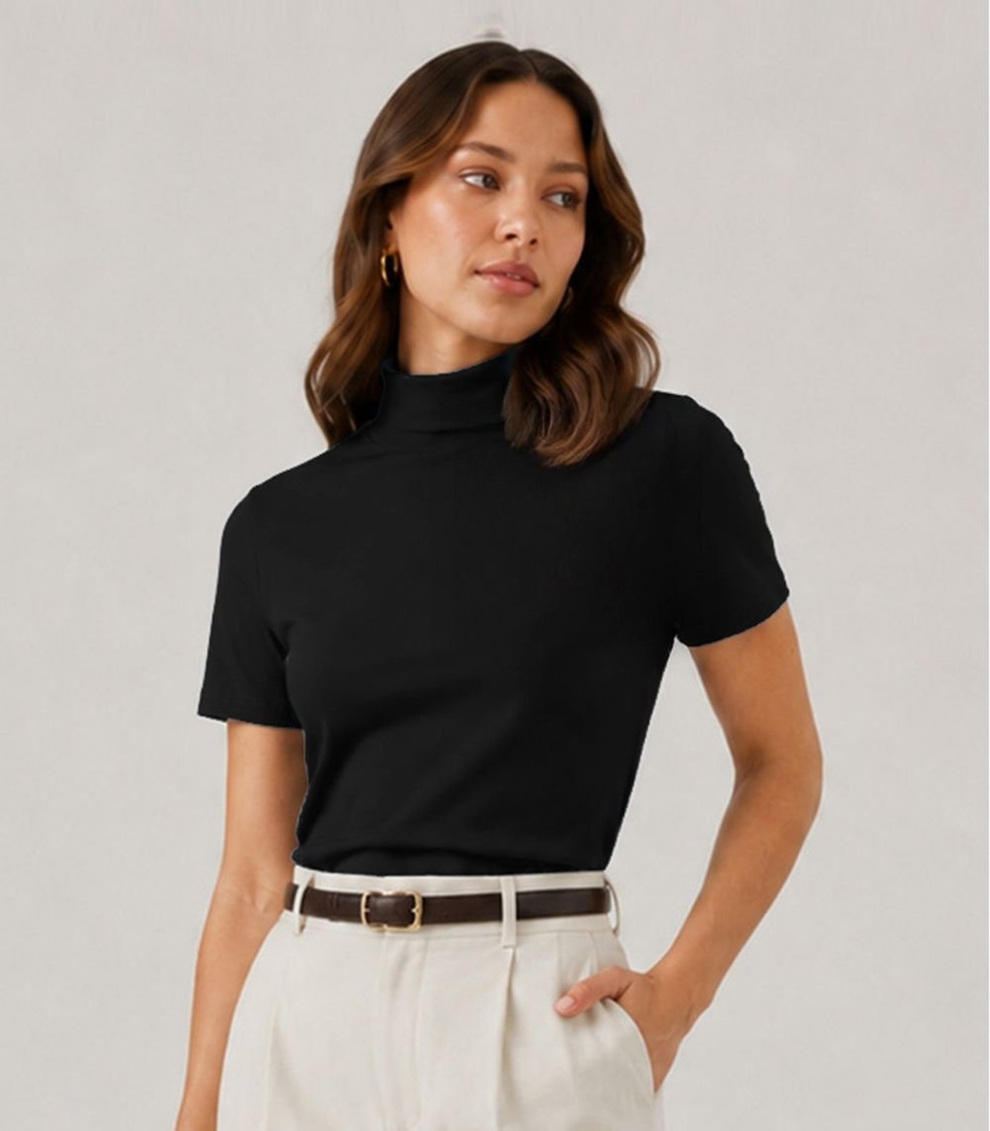Blusa Feminina Ribana Gola Mais Alta Infinita Cor Preto