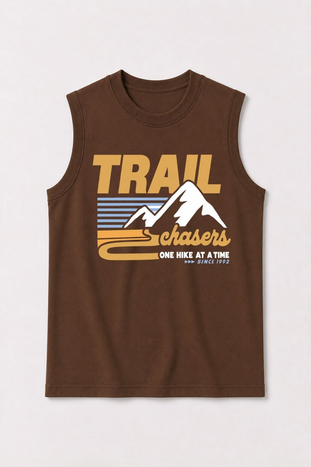 Infantil - Camiseta Regata Masculina Algodão Trail Marrom - Babei no Look