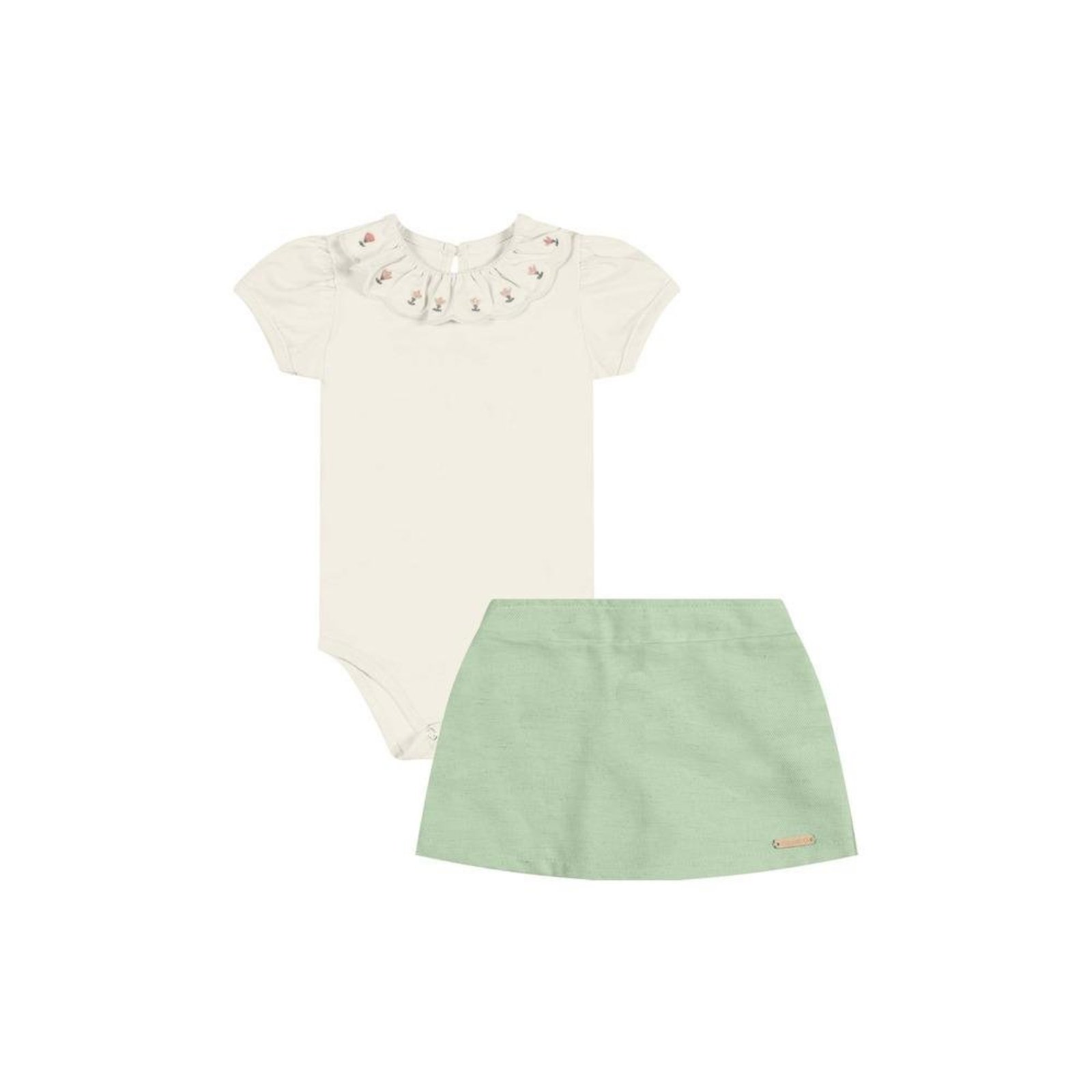 Infantil - Conjunto Body Short Saia Branco Colorittá G Branco
