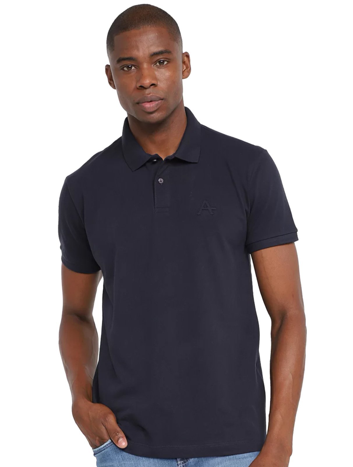 Polo Aramis Masculina Piquet 3D Logo Bordado Azul Marinho