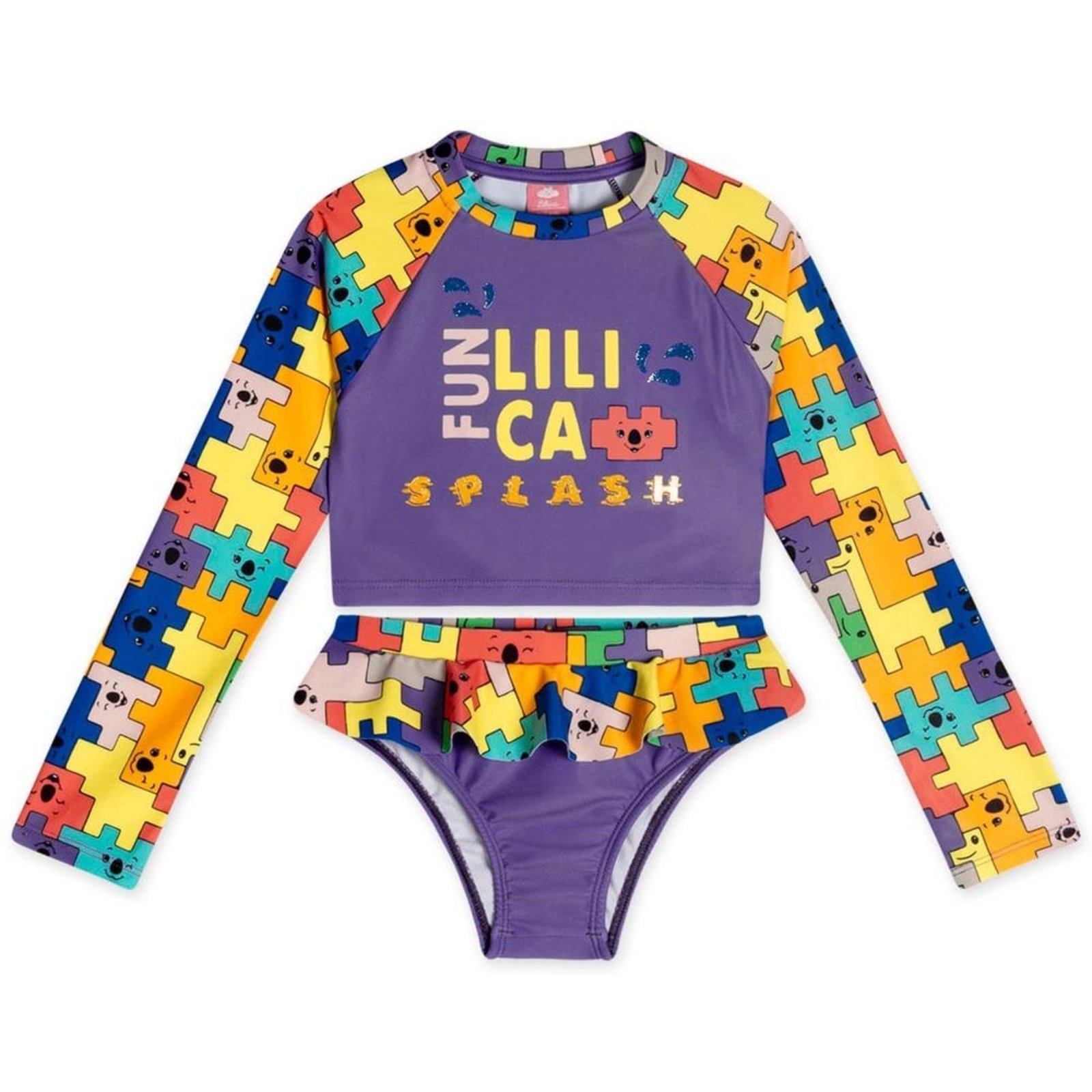 Conjunto de Praia Manga Longa Com Proteção Solar Feminino Lilica