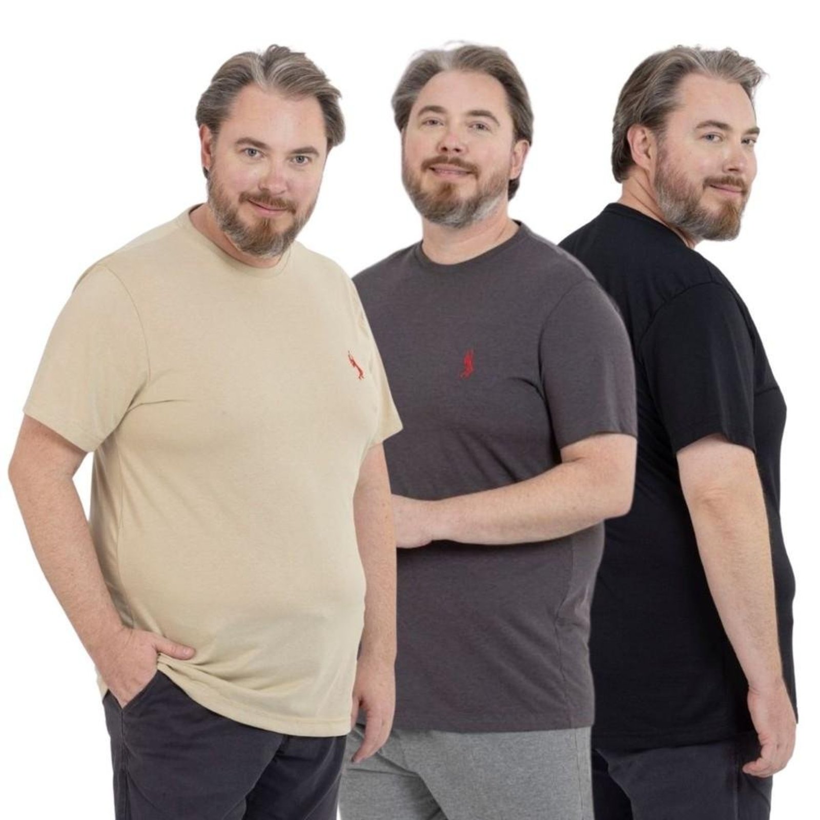 Kit 3 Camiseta Plus Size Básica Casual Masculina Confortável em Malha Leve