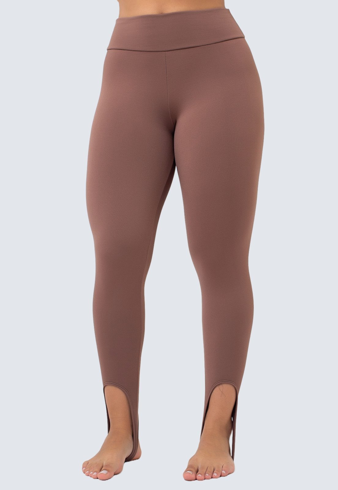 Calça Legging Corsário Pezinho Flanelado Peluciado Cintura Alta Academia 4 Estações Marrom