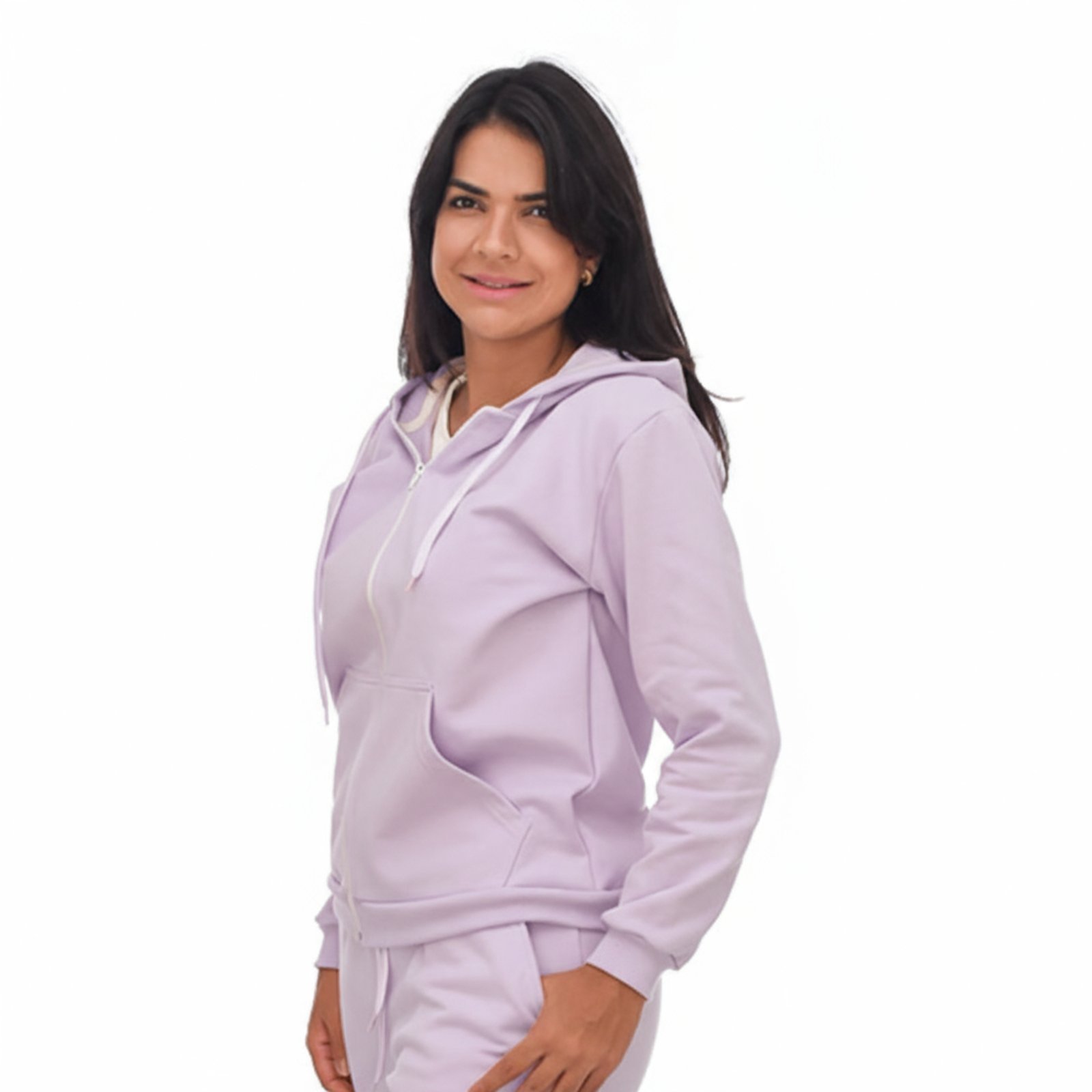 Blusa Moletom Com Zíper e Capuz Jaqueta Adulto Lilas Aliarthe