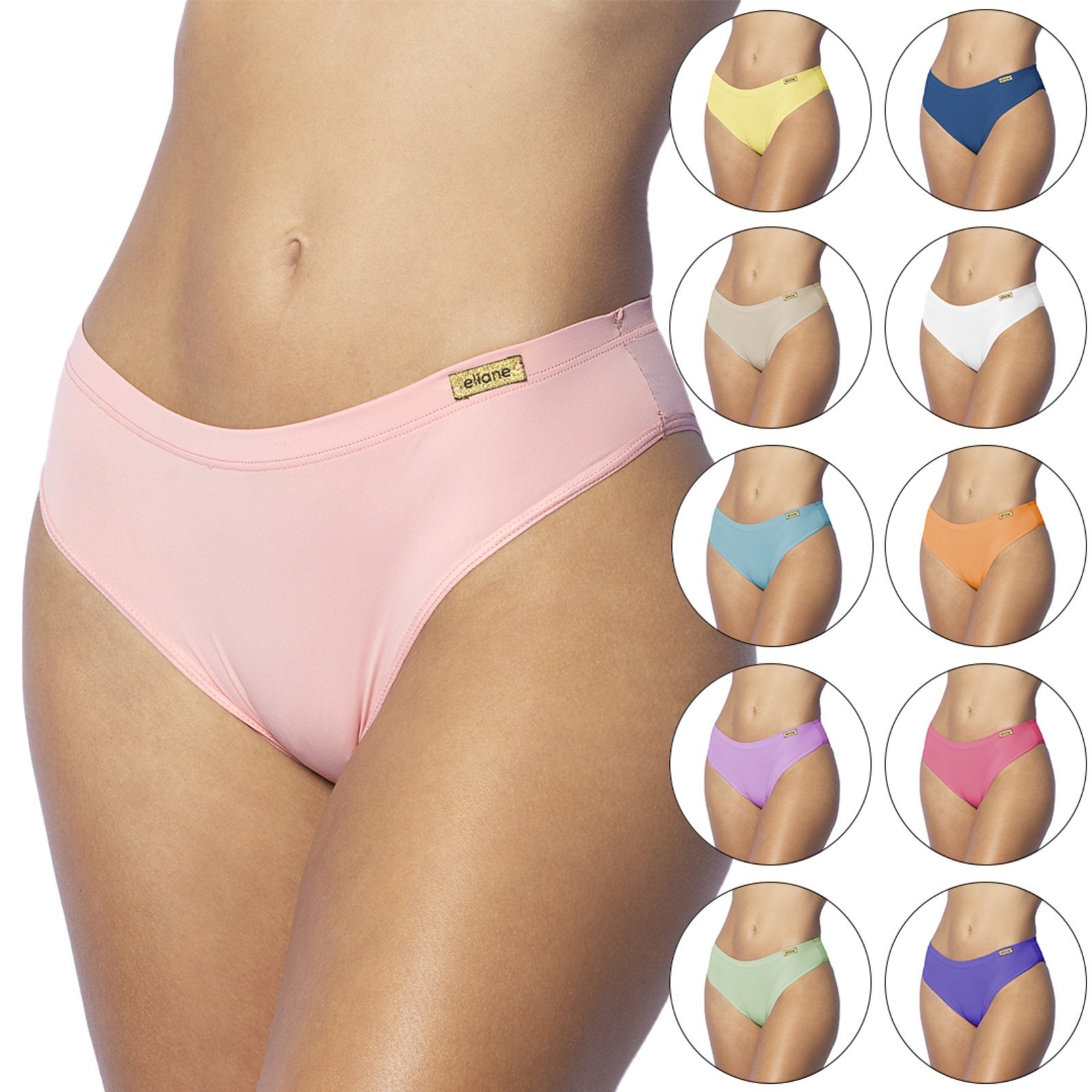 Kit 10 Calcinhas Gabi Lingerie Estilo Hering Lisas Conforto Microfibra Básica Reforçada Multicolorido
