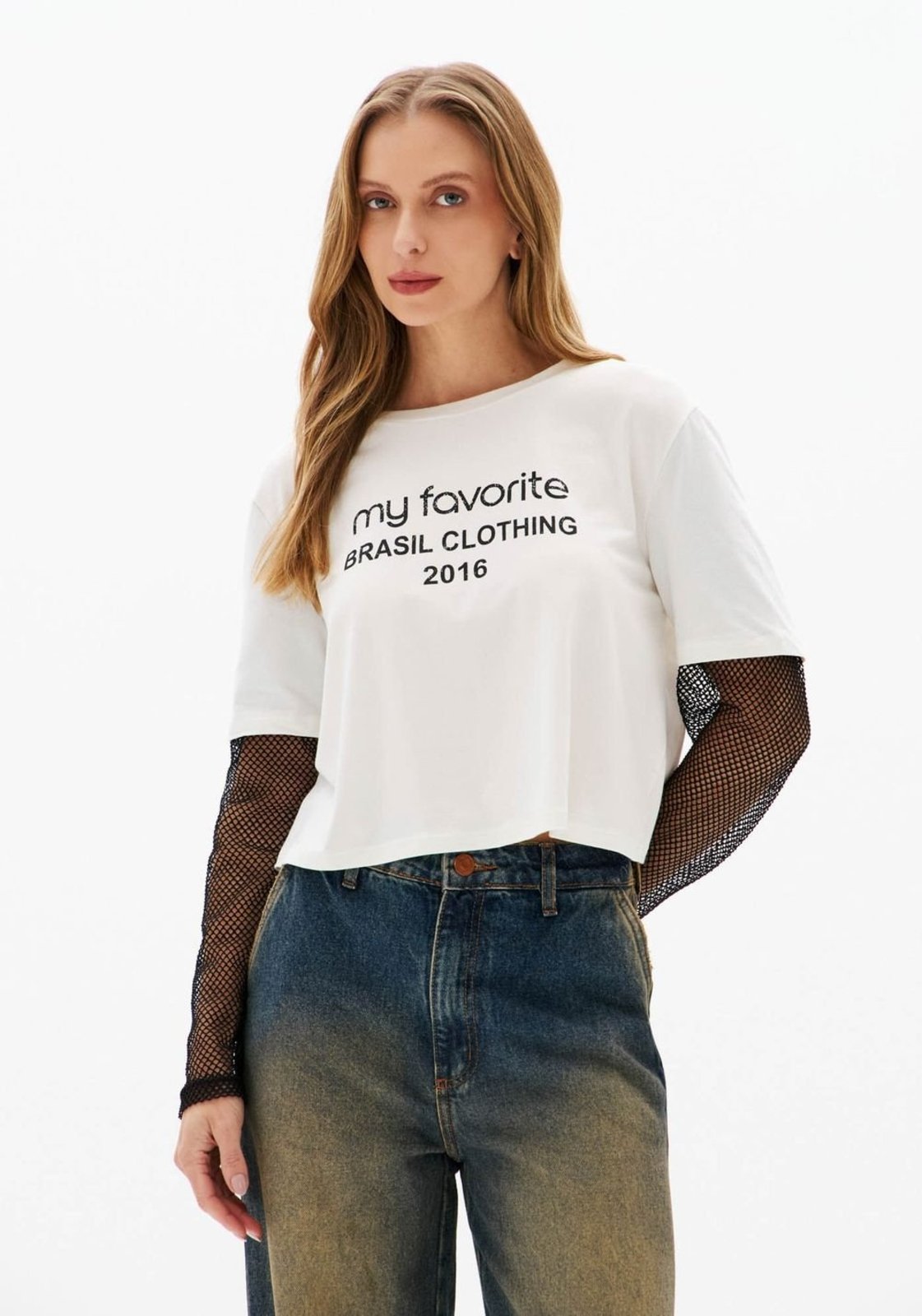 T-Shirt Cropped Manga De Tela My Favorite Things