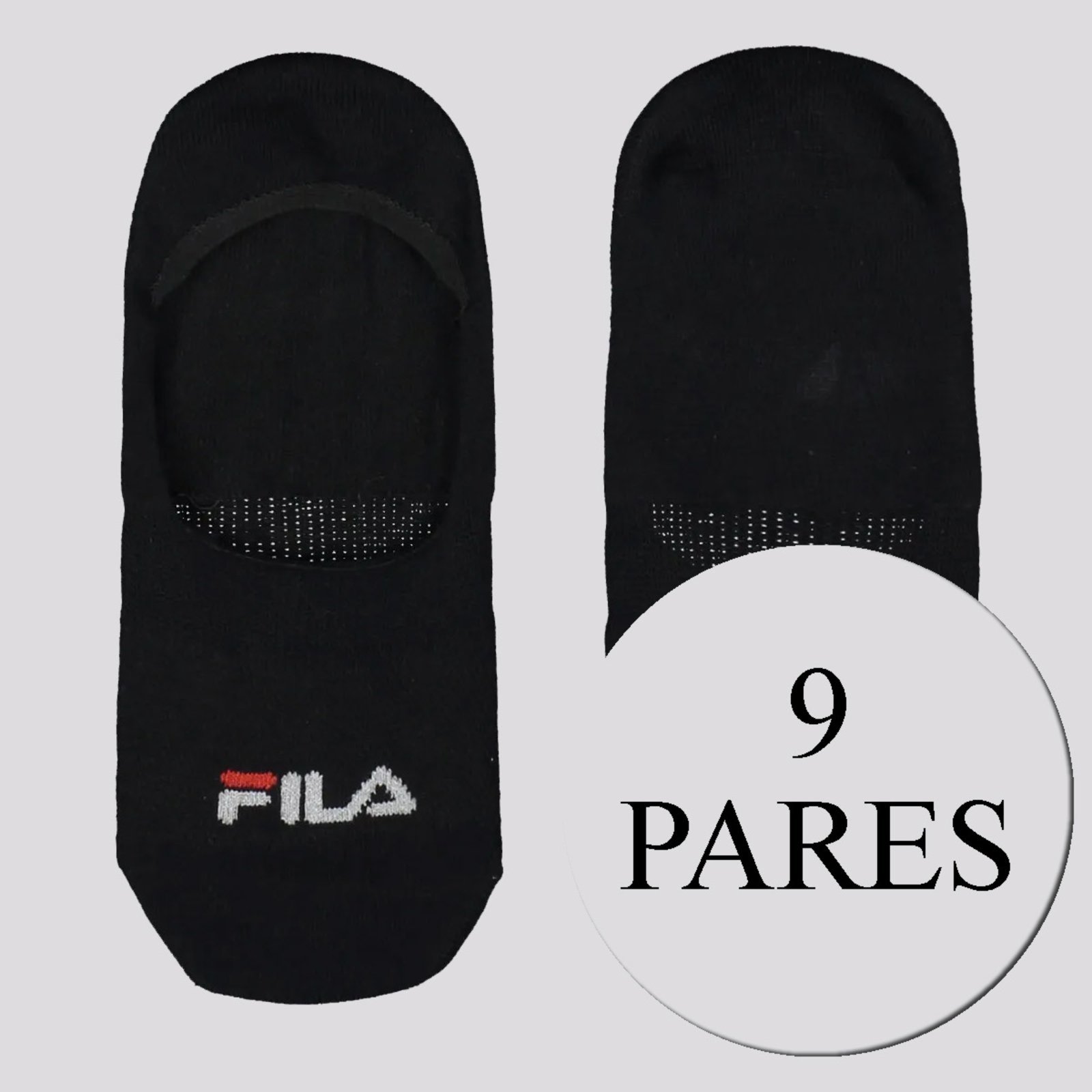 Vista 2 Kit Meia Fila 9 pares Cano Invisível preto Fila preto