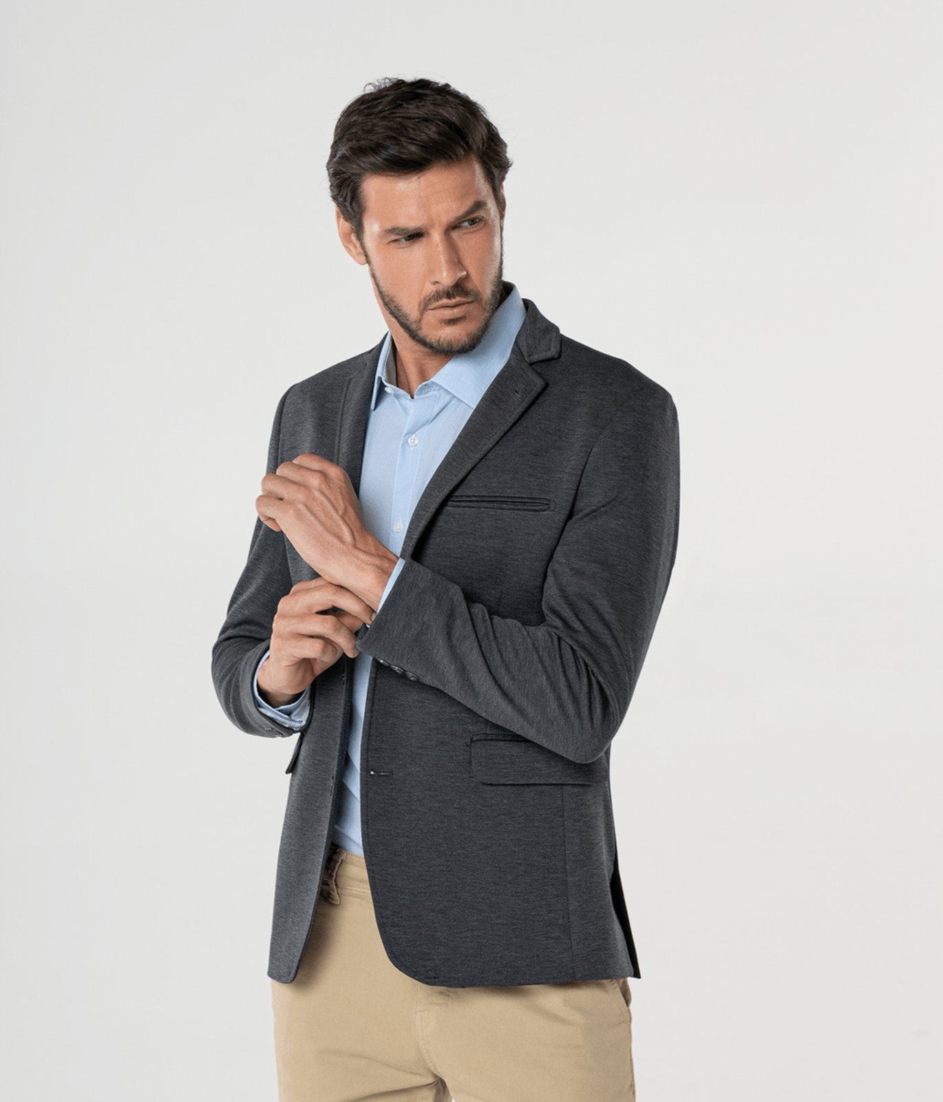 Blazer Casual Dois Botoes Masculino Cinza Chumbo
