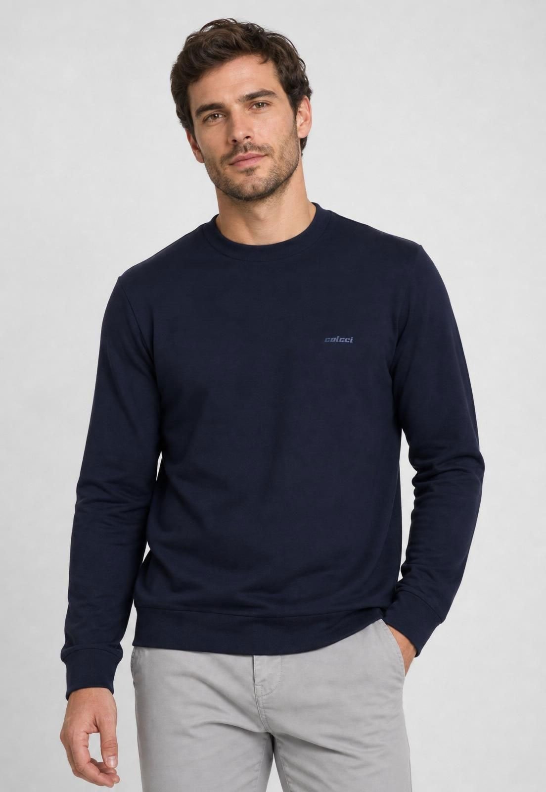 Blusa de Moletom Fechada Masculina Colcci Lisa Azul-Marinho