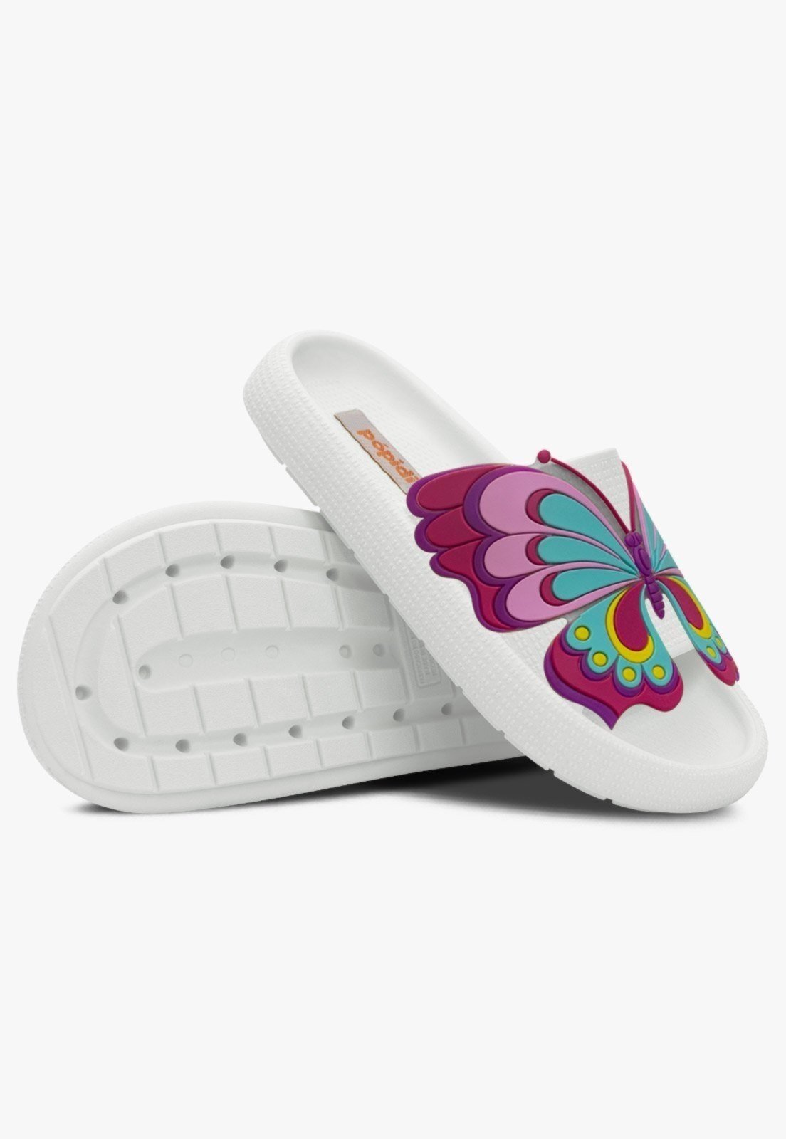 Vista 3 Infantil - Chinelo Nuvem Feminina Pópidi Menina Borboleta branco Pópidí branco