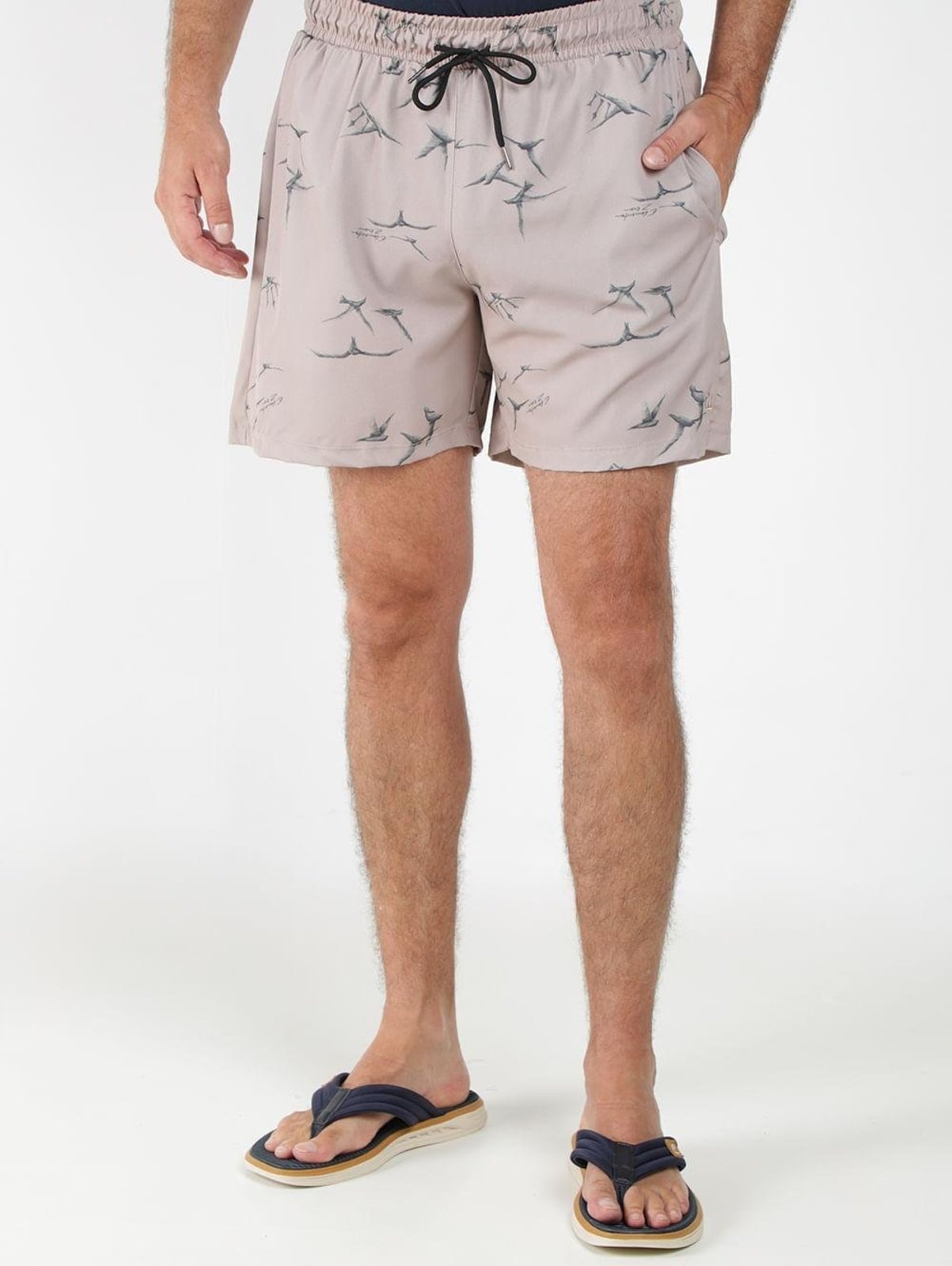 Calção Full Print Free Bird Masculino BEGE