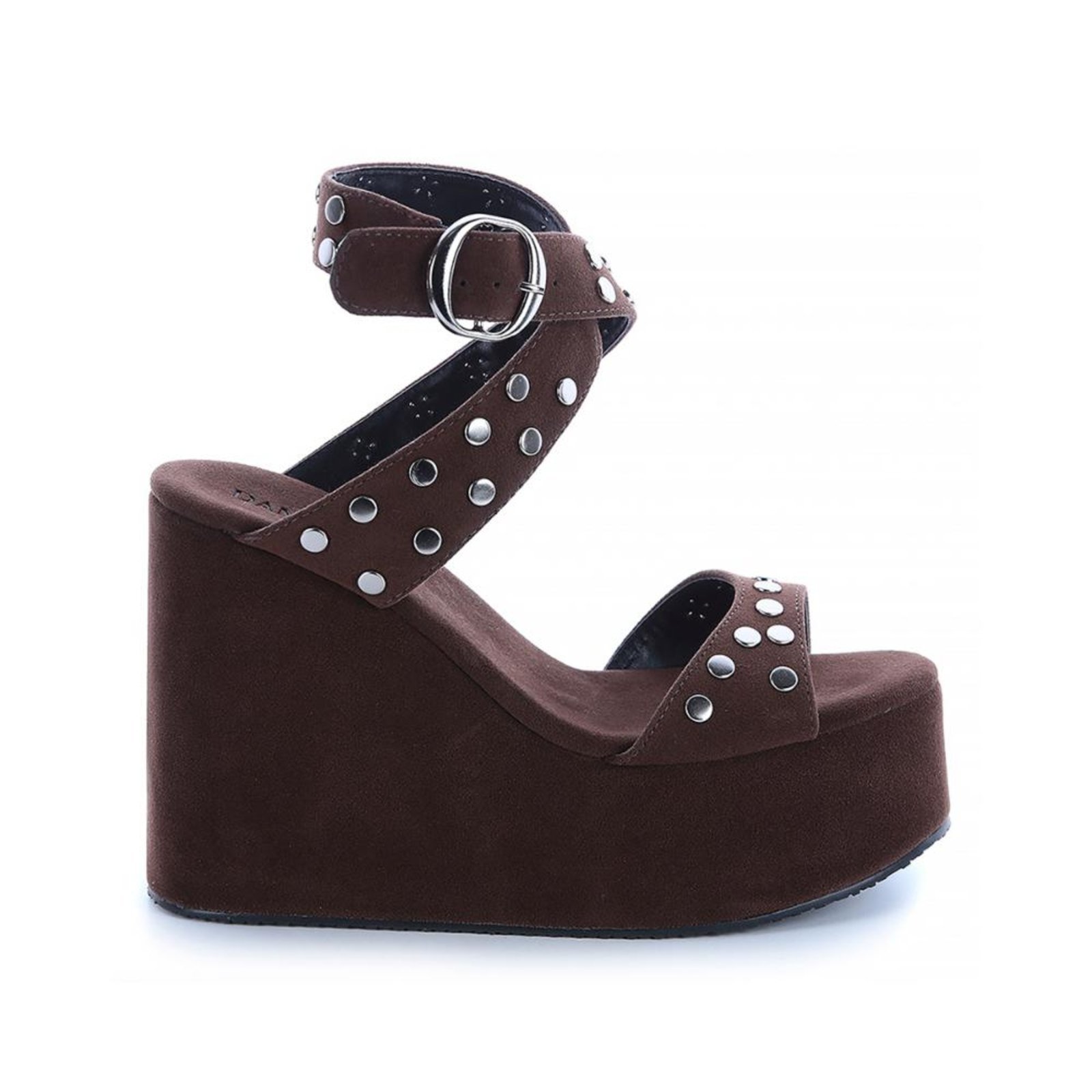 Sandália Meia Pata Tiras com Tachas Jane Marrom Marrom