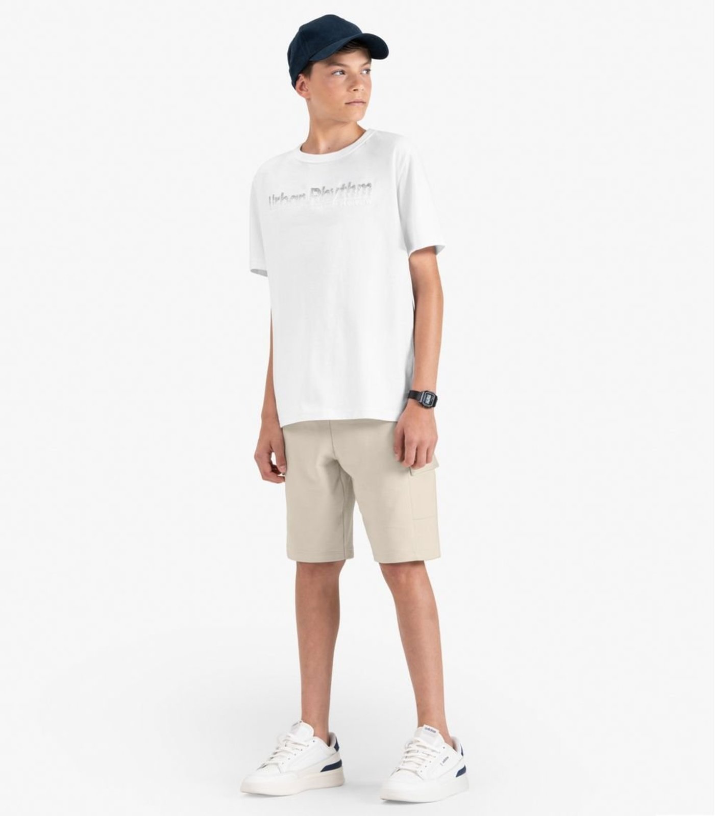 Vista 2 Infantil - Bermuda Juvenil Masculino em Moletom Sarjado Minty bege MINTY bege