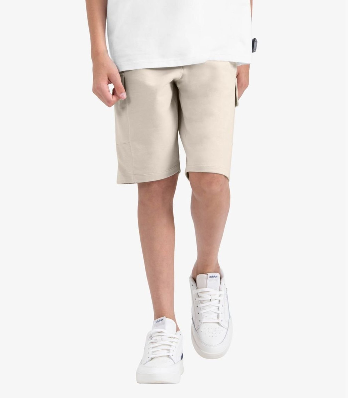 Vista 3 Infantil - Bermuda Juvenil Masculino em Moletom Sarjado Minty bege MINTY bege