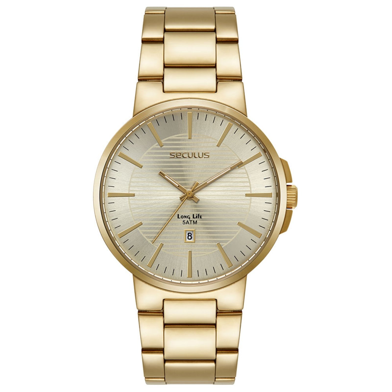 Relógio Masculino Social Aço Dourado Seculus