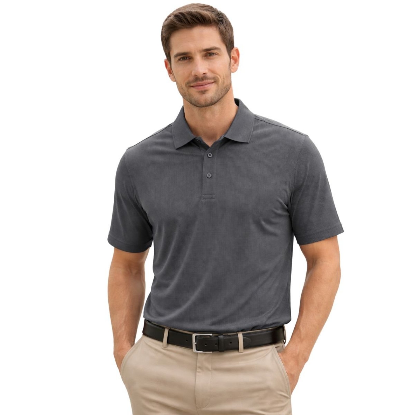 Camisa Polo Masculina Poliamida Elastano Premium Chumbo Cinza Escuro