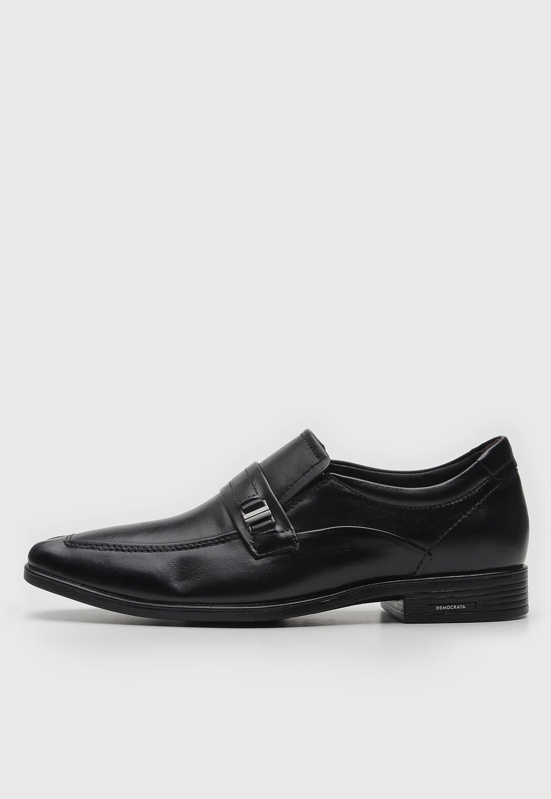 Sapato de Couro Social Democrata Liso Preto