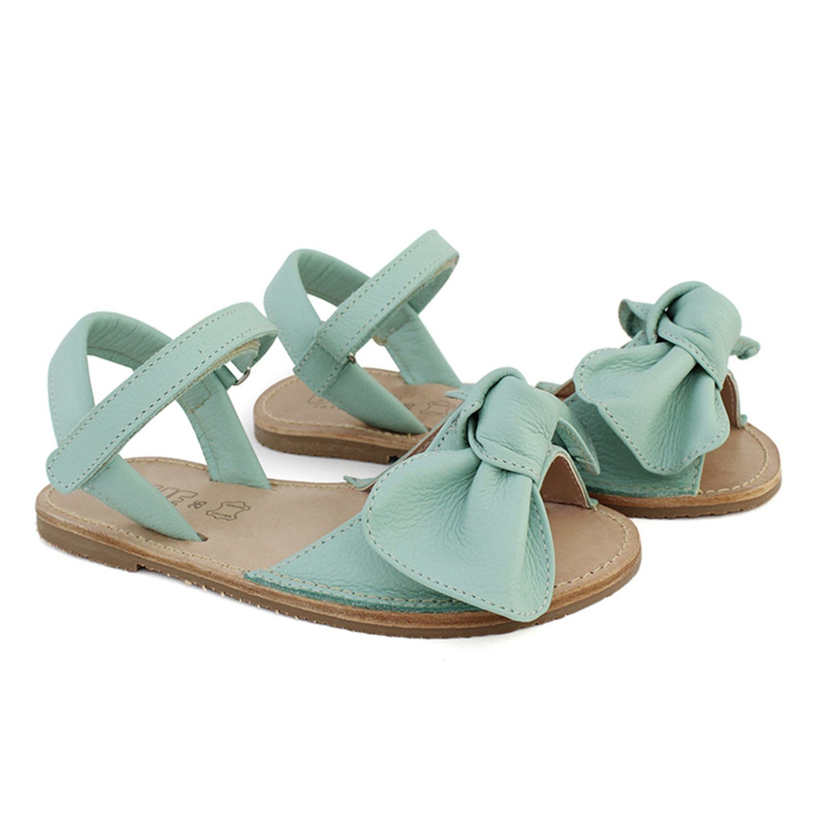 Vista 2 Infantil - Sandalia Menina Blue Flavia Couro Verde Agua Blue Infantis verde blue