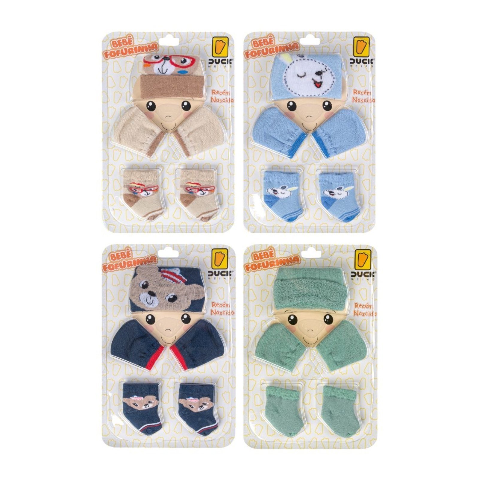 Infantil - Kit 4 conjunto enxoval toca luva e meia recém nascido , conjunto fofo, ideal para usar em qualquer momento