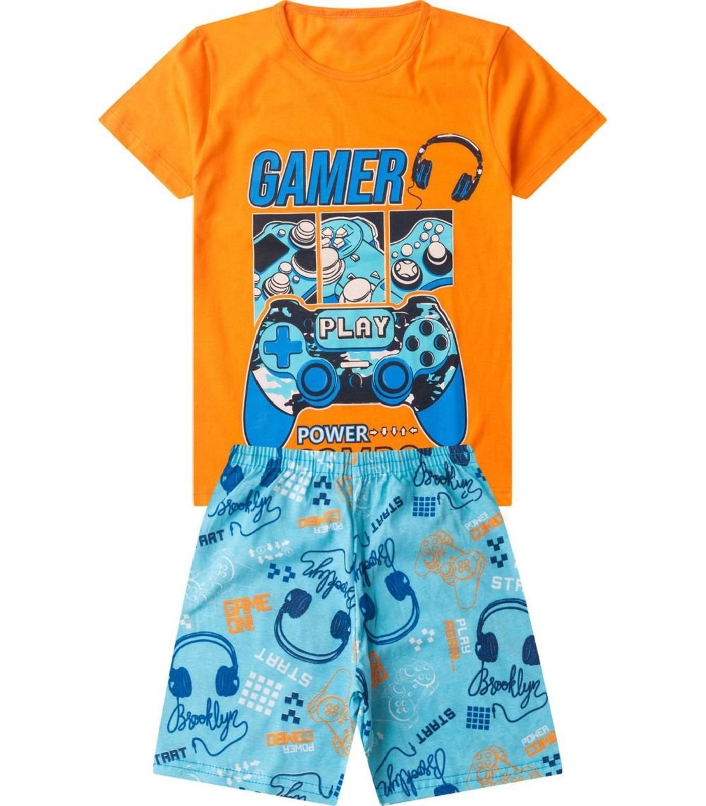 Pijama Menino Brilha No Escuro Kappes Laranja