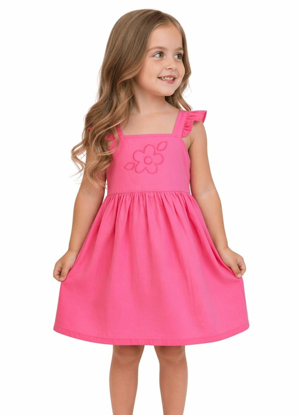 Infantil - Vestido Menina Florzinha Feliz Alphabeto Cereja Vermelho