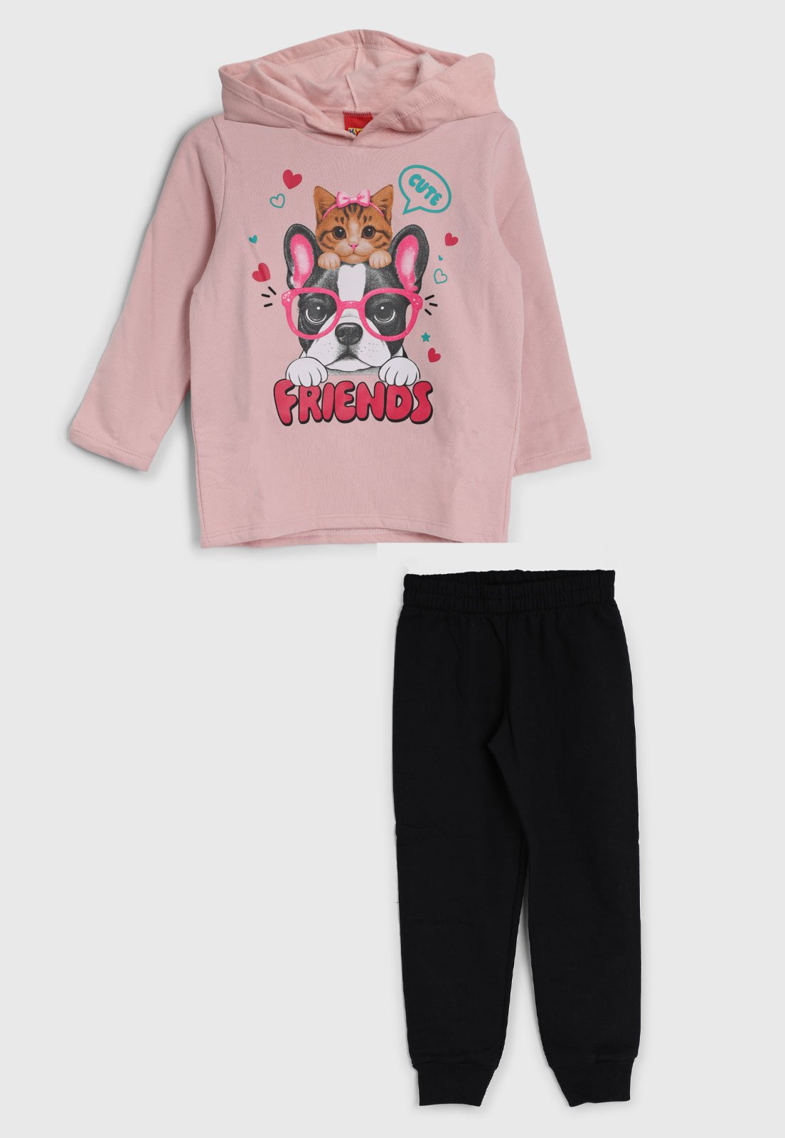 Infantil - Conjunto Kyly Estampa Animais Rosa