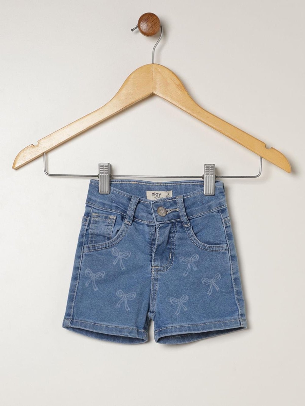 Infantil - Short Jeans Laço Para Menina - AZUL