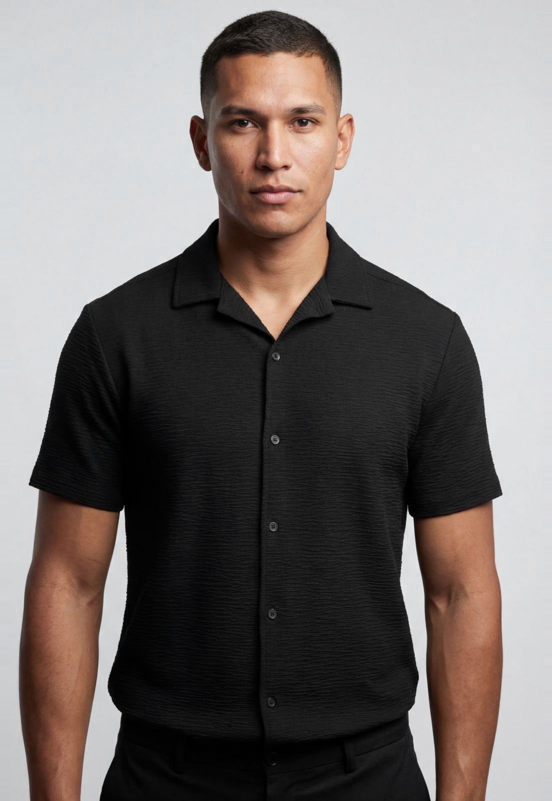 Vista 2 Camisa Masculina Colcci Texturizada Preta preto Colcci preto