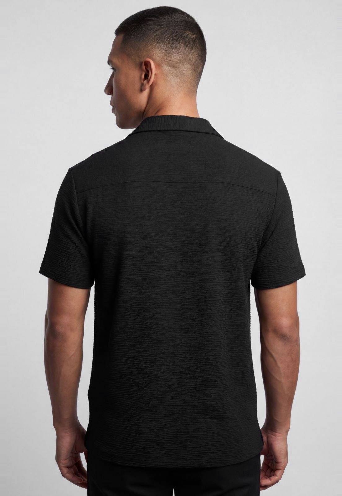 Vista 3 Camisa Masculina Colcci Texturizada Preta preto Colcci preto
