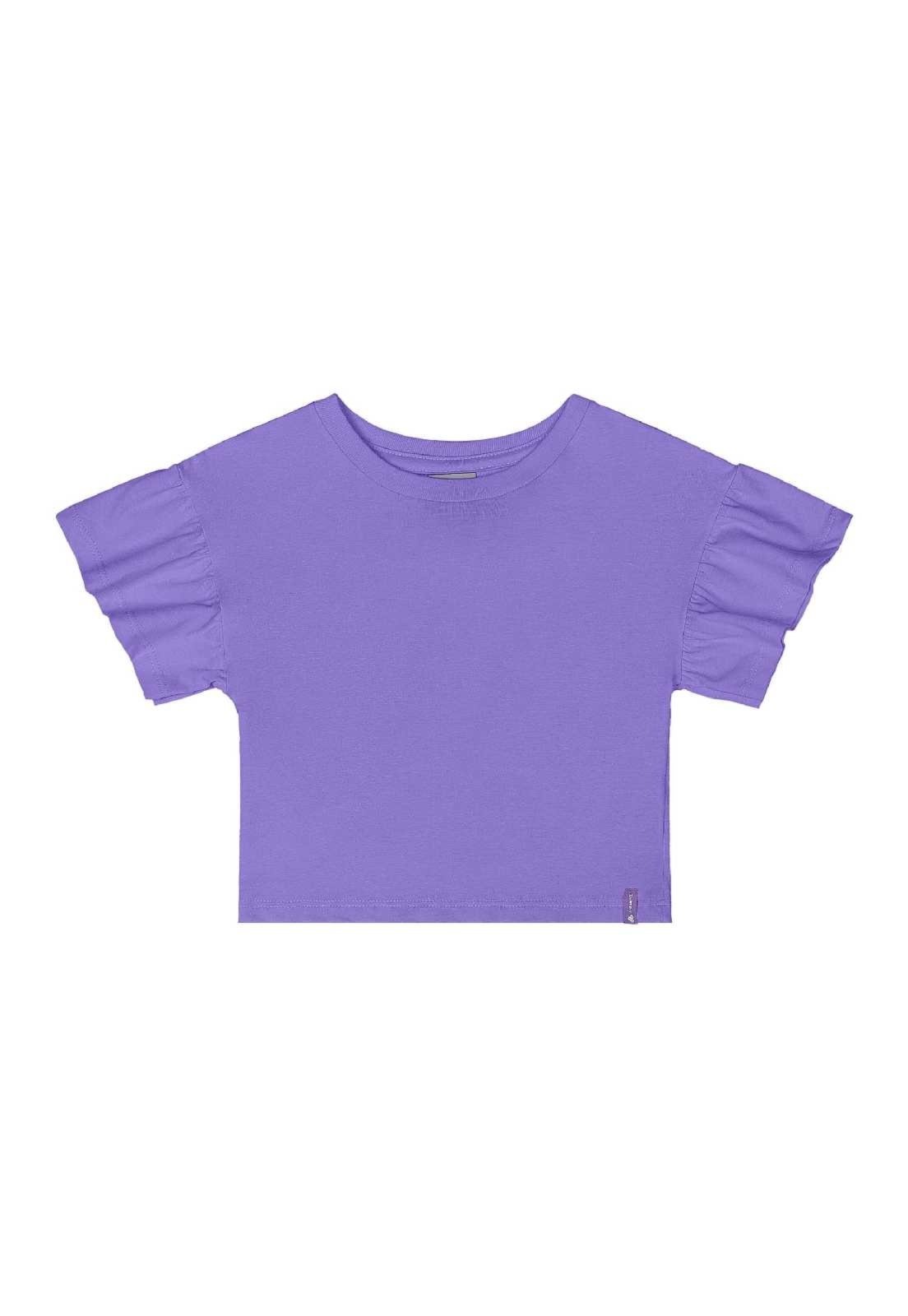 Infantil - Cropped Básico em Meia Malha Menina Quimby Roxo