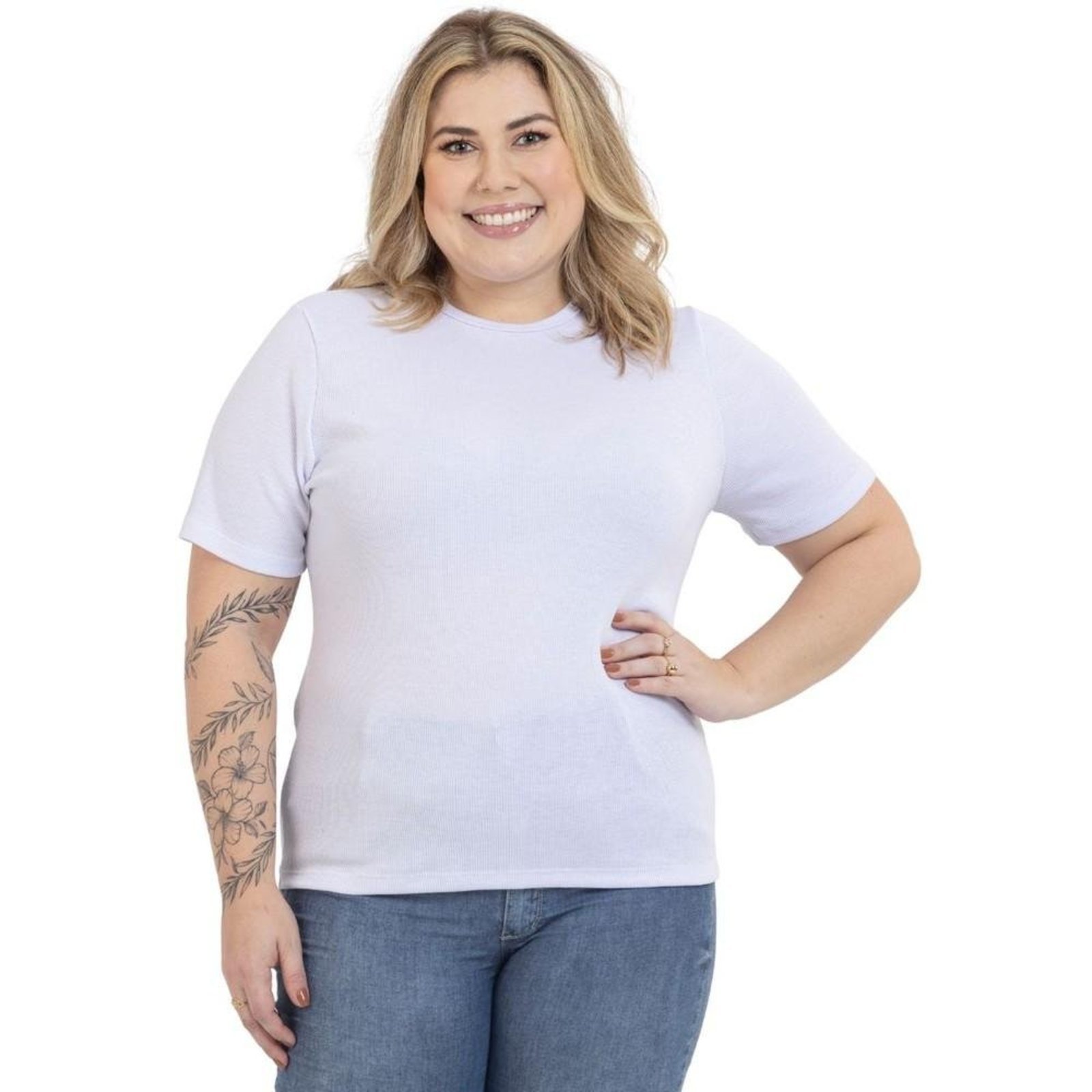 Blusa Plus Size Feminina Ribana Canelada Confortável Básica